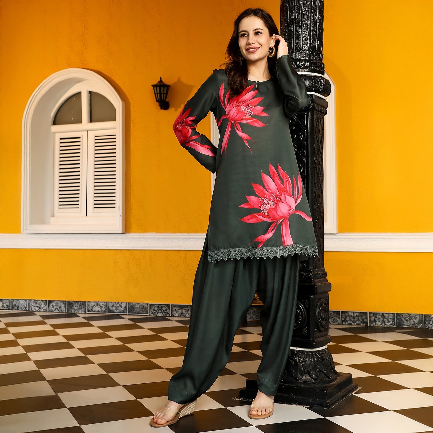 Wildflower-Block Imprint Kurta Set