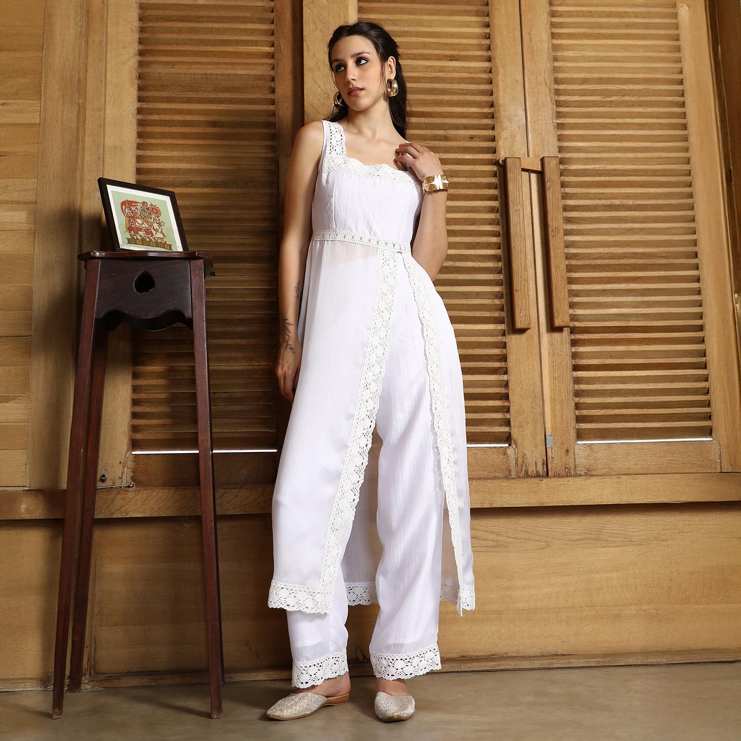 Threadwork Side-Slit Kurta Set