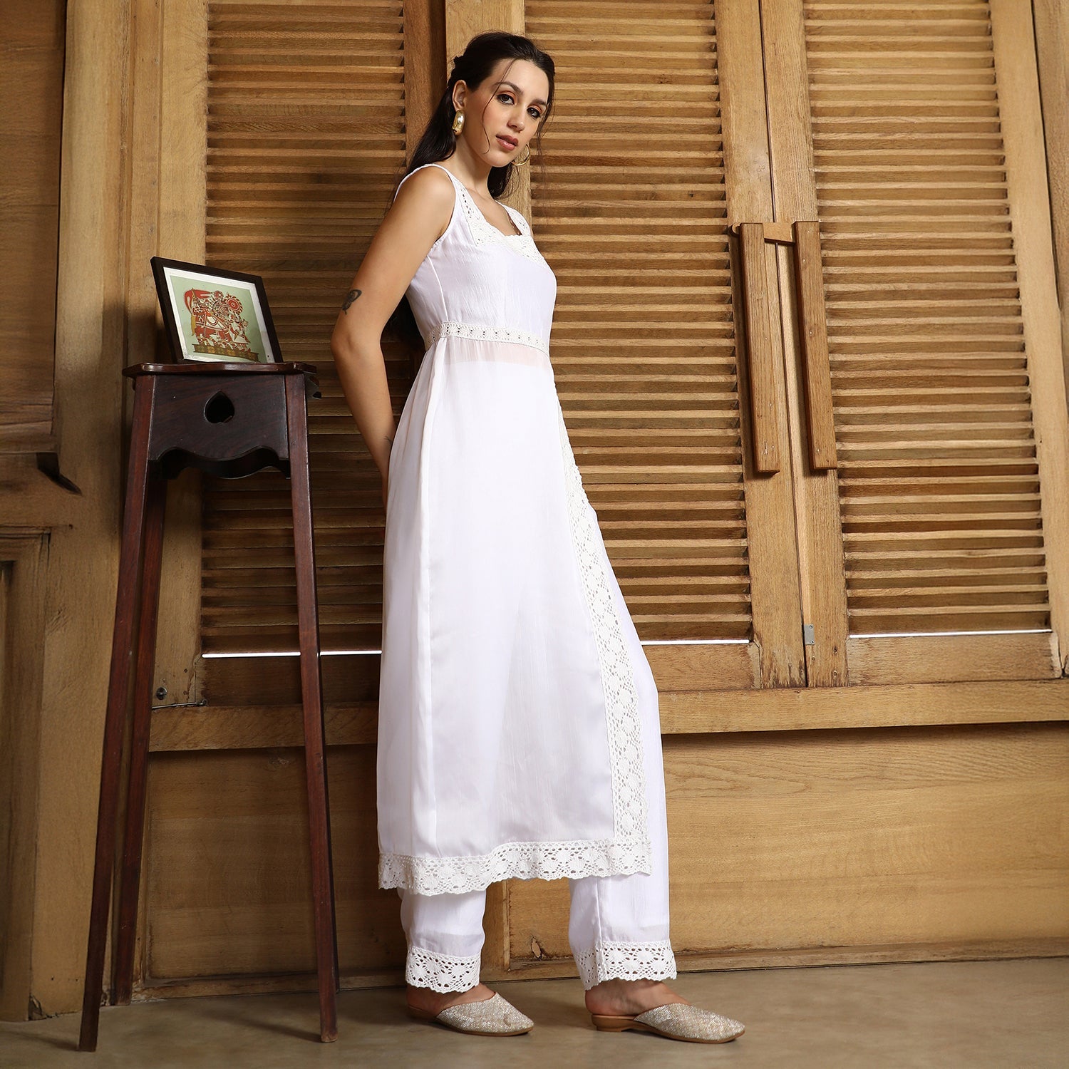 Threadwork Side-Slit Kurta Set