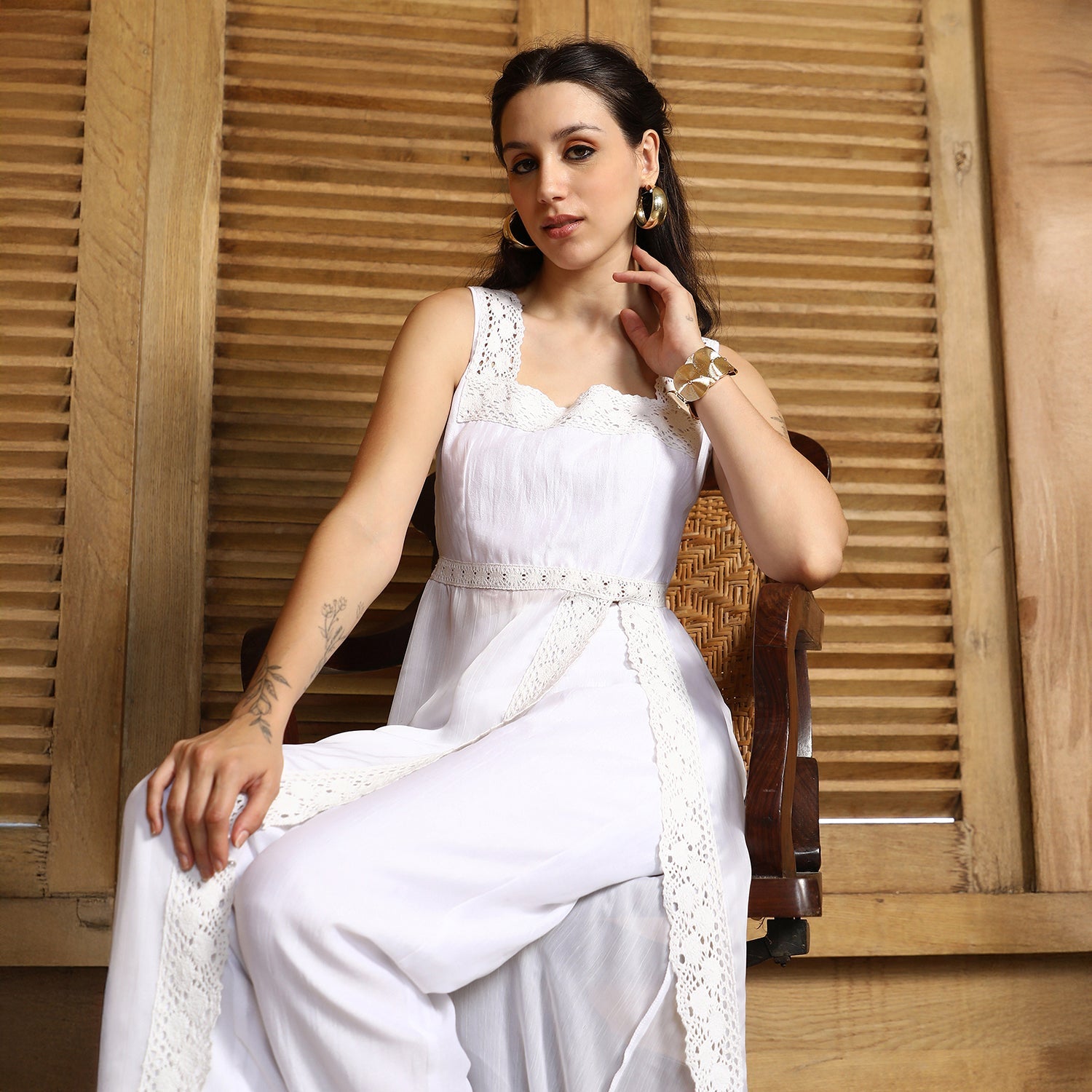 Threadwork Side-Slit Kurta Set