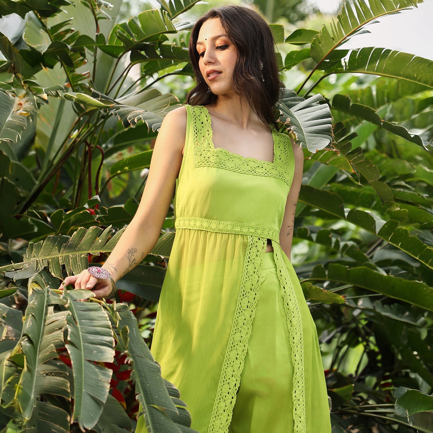 Threadwork Side-Slit Kurta Set