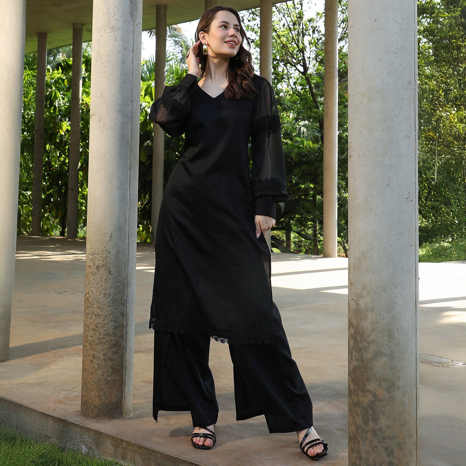 Solid Flared Kurta Set