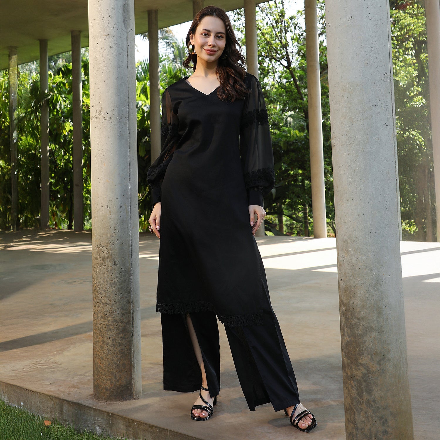 Solid Flared Kurta Set