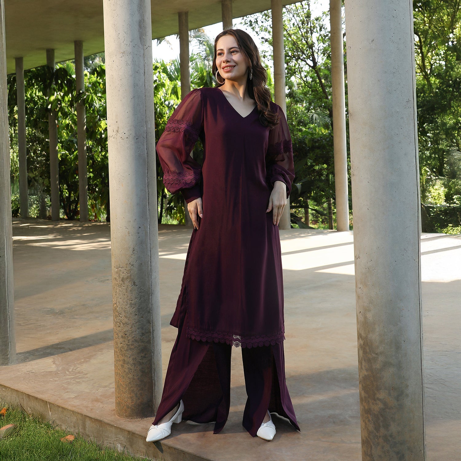 Solid Flared Kurta Set