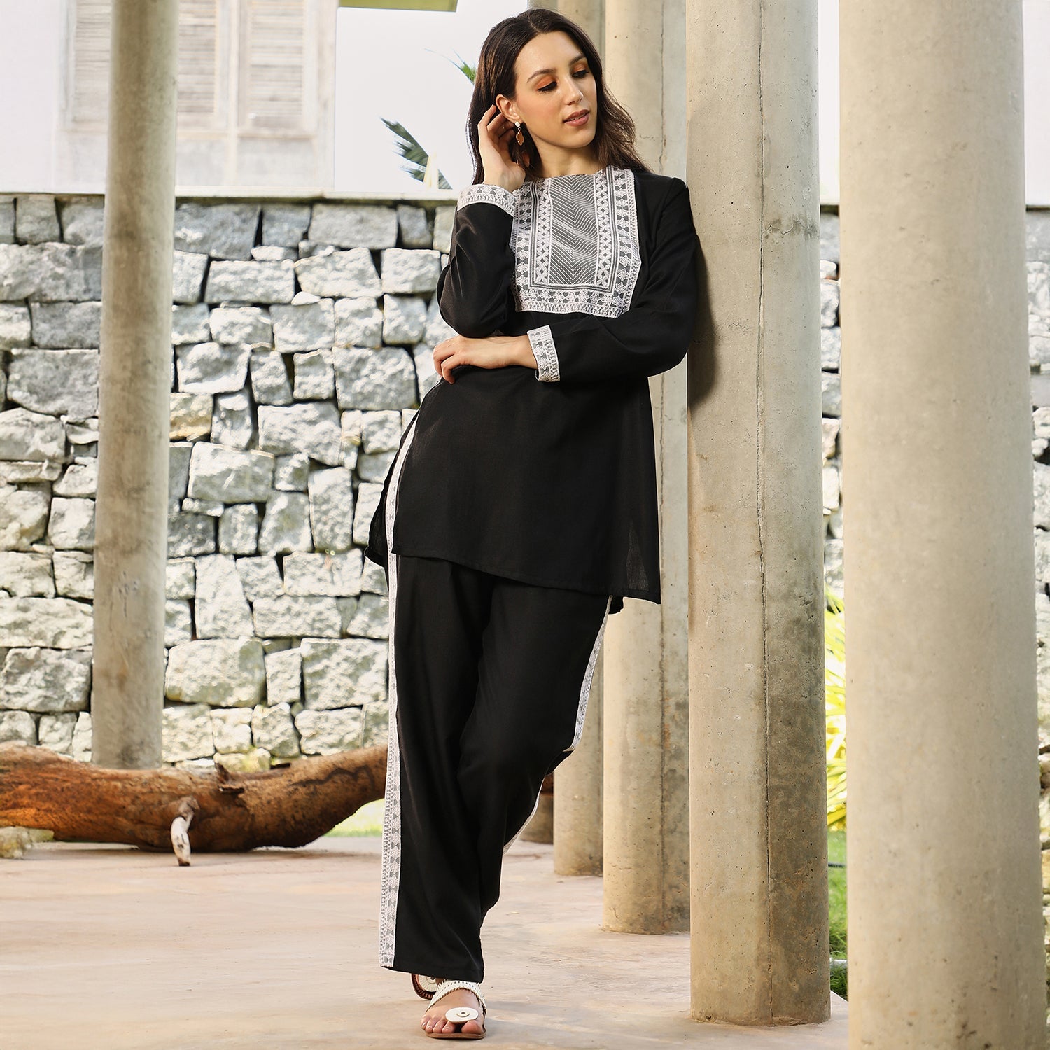 Schiffli-Block Kurta Set