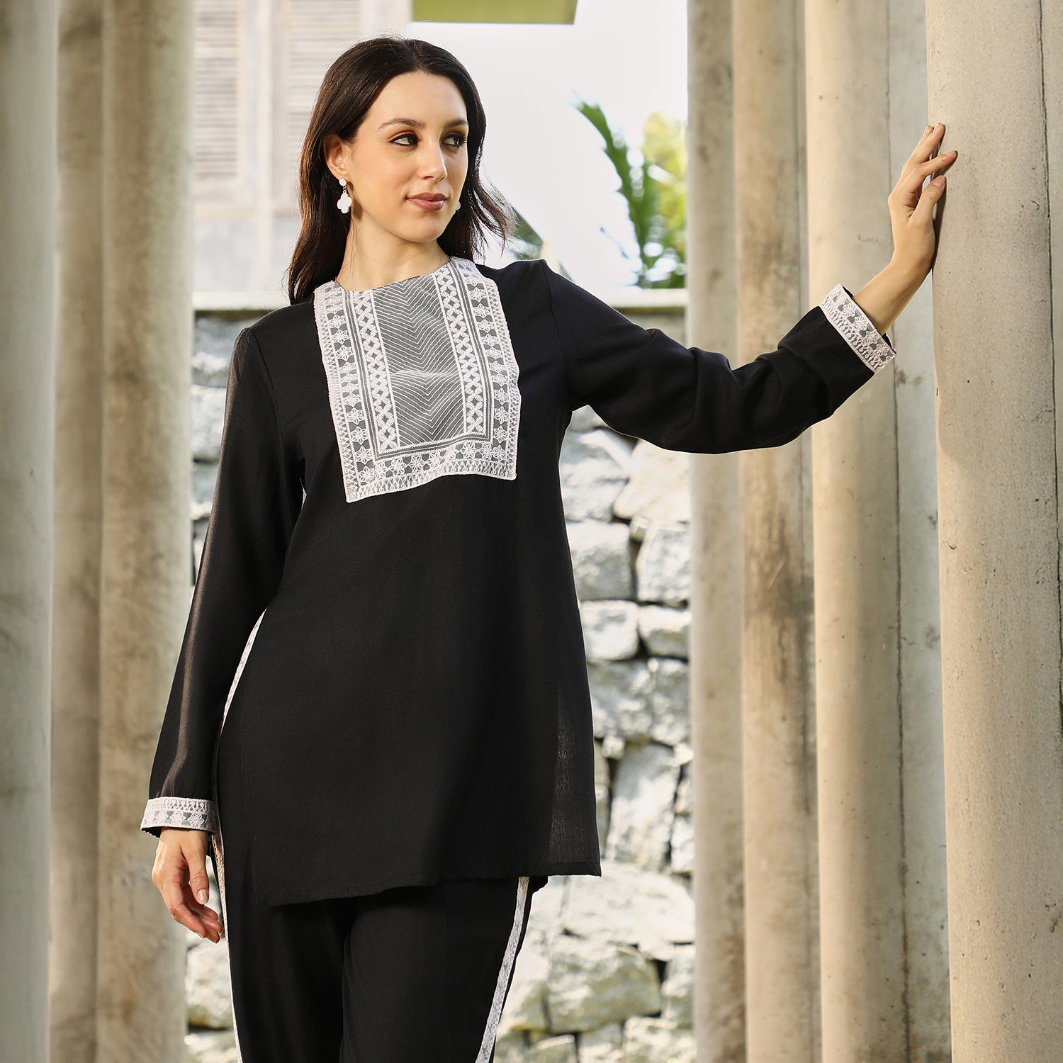 Schiffli-Block Kurta Set