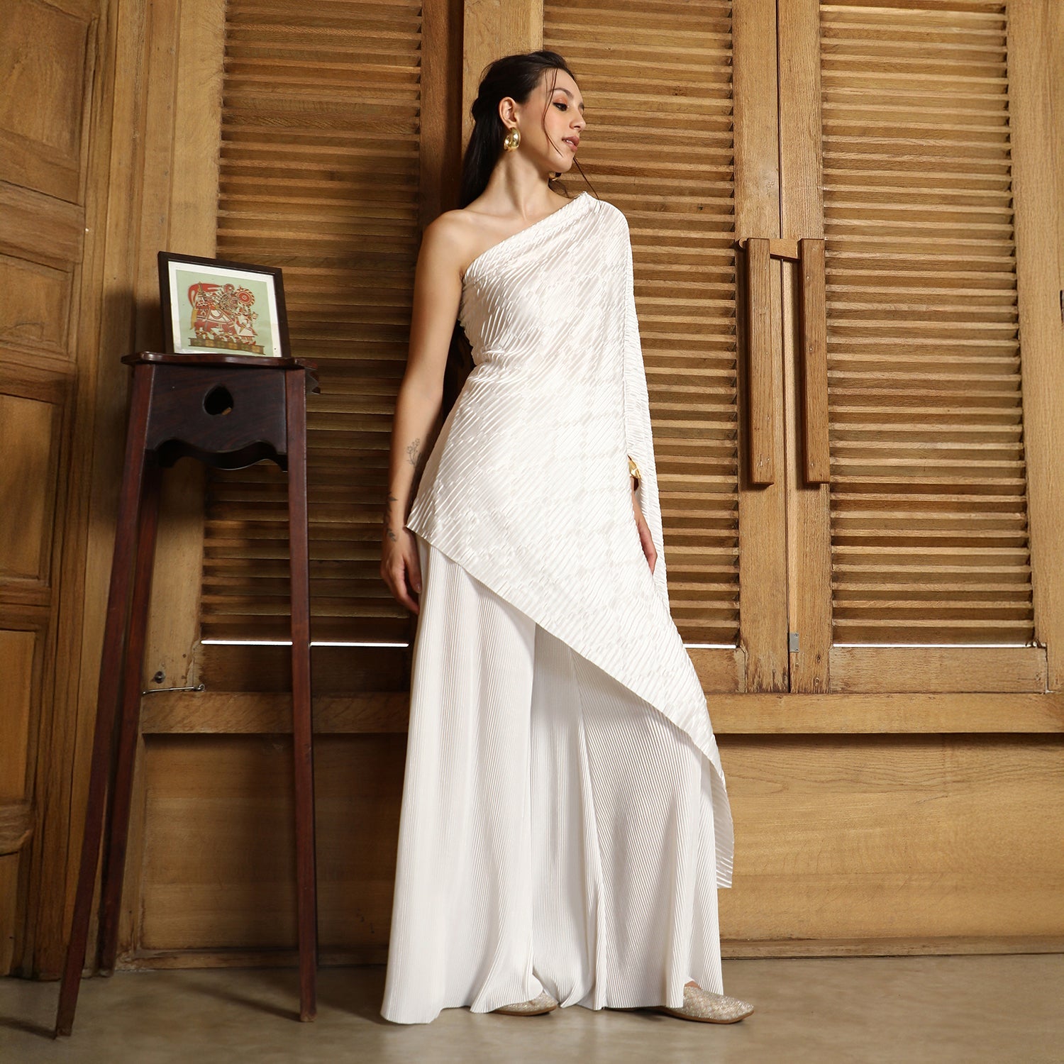 Asymmetrical-Pleated Co-Ord Set