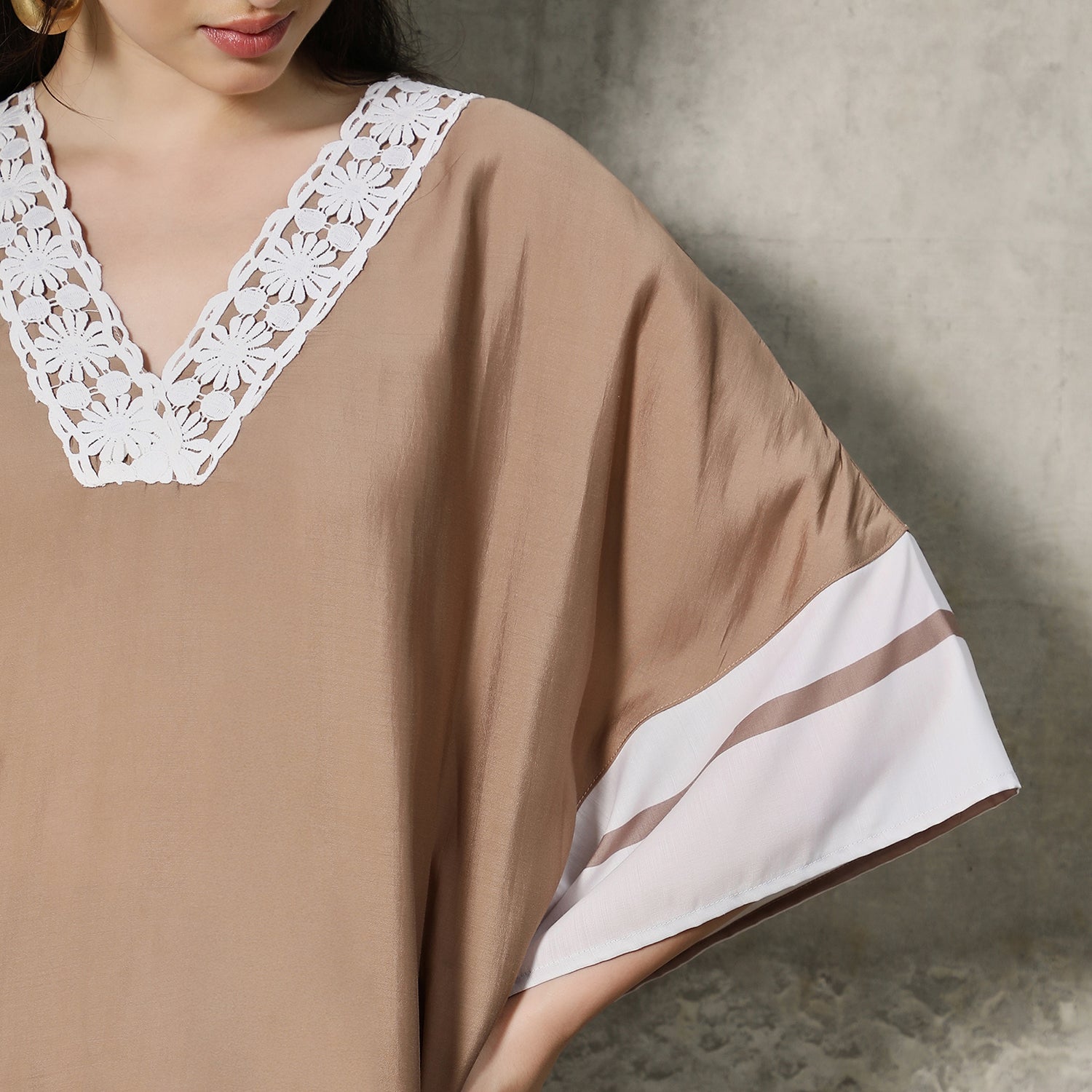 Panel-Striped Kaftan Kurta Set