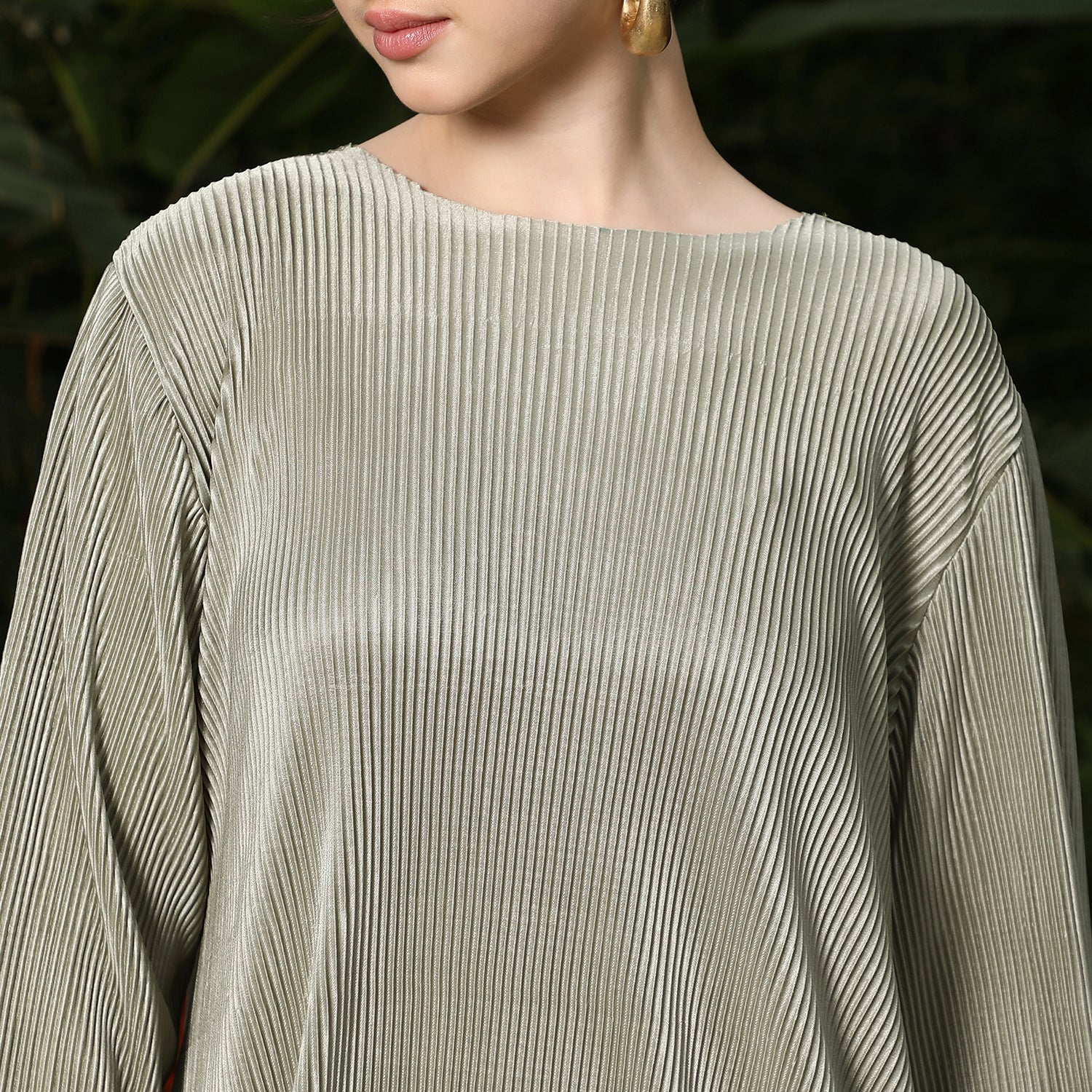 Solid Pleated Kurta Set