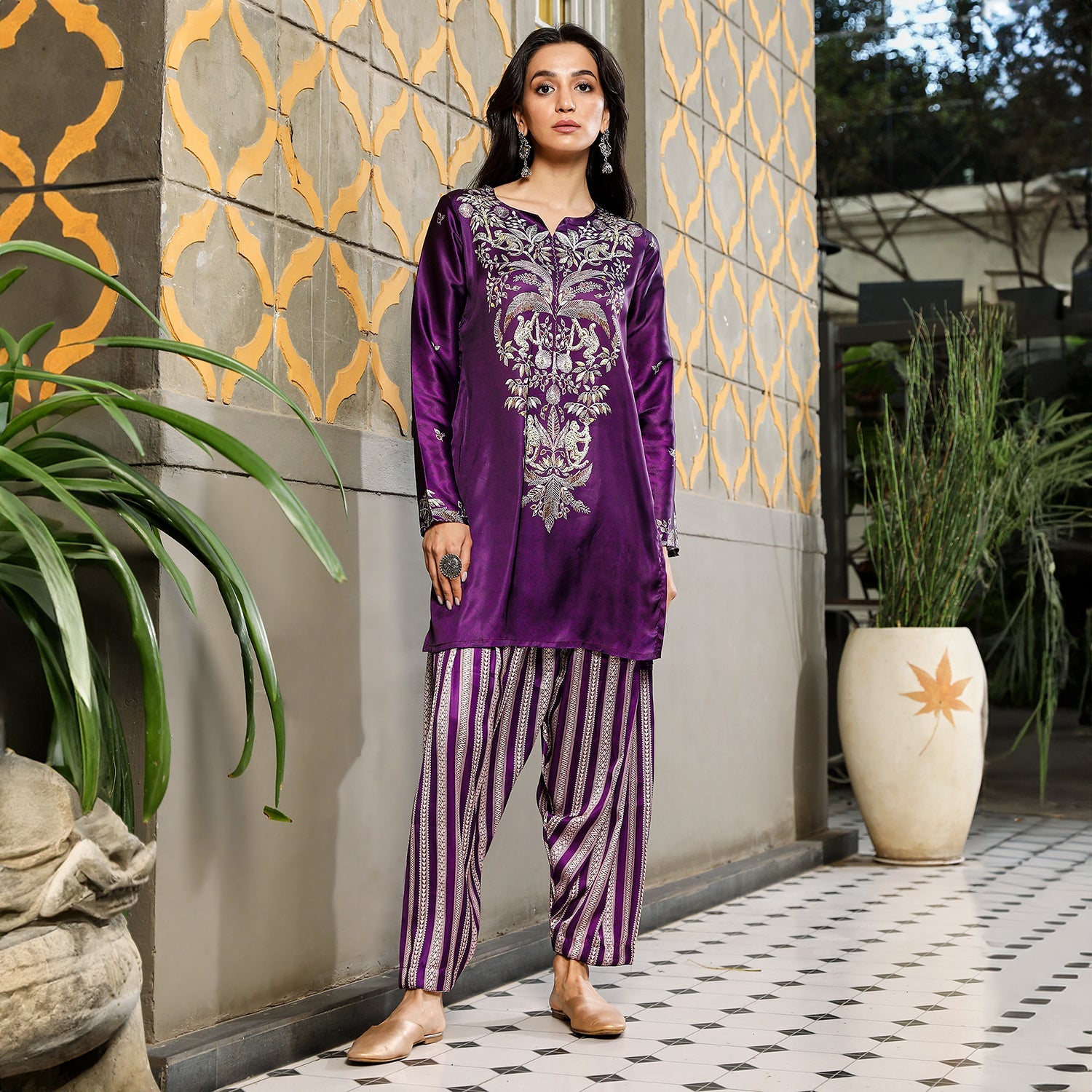 Ethnic Wilderness Kurti With Trousers & Dupatta