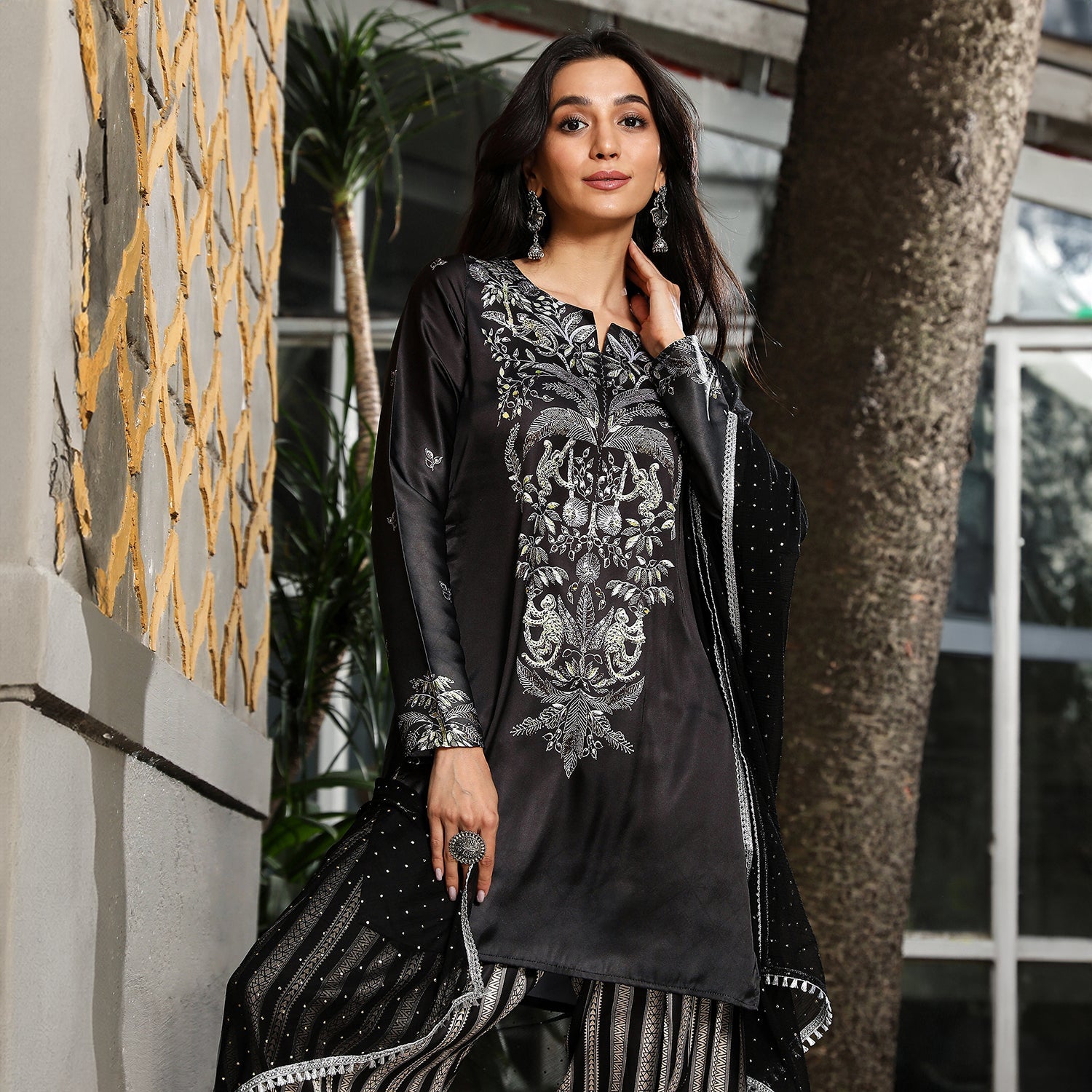 Ethnic Wilderness Kurti With Trousers & Dupatta