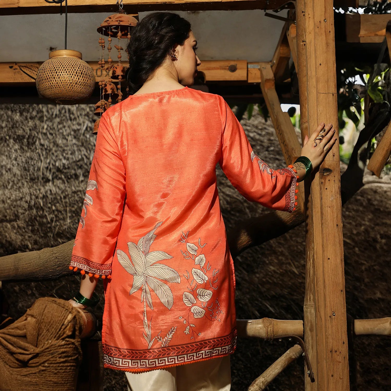 Palm Foliage Kurti With Trousers