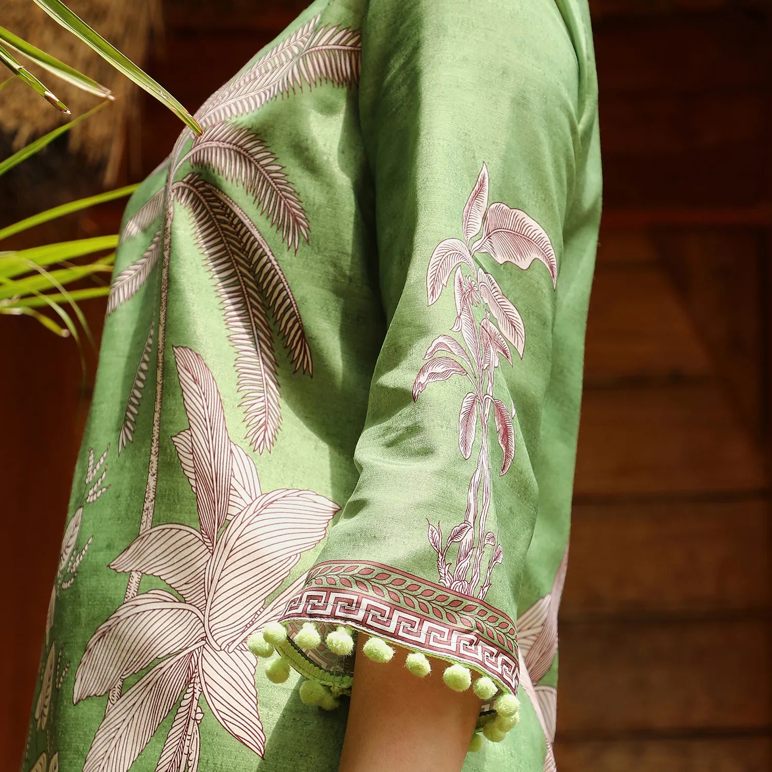 Palm Foliage Kurti With Trousers