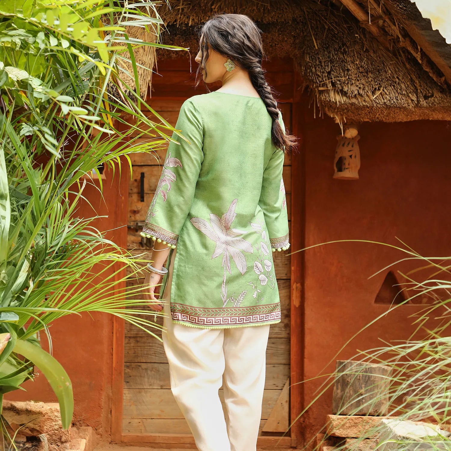 Palm Foliage Kurti With Trousers