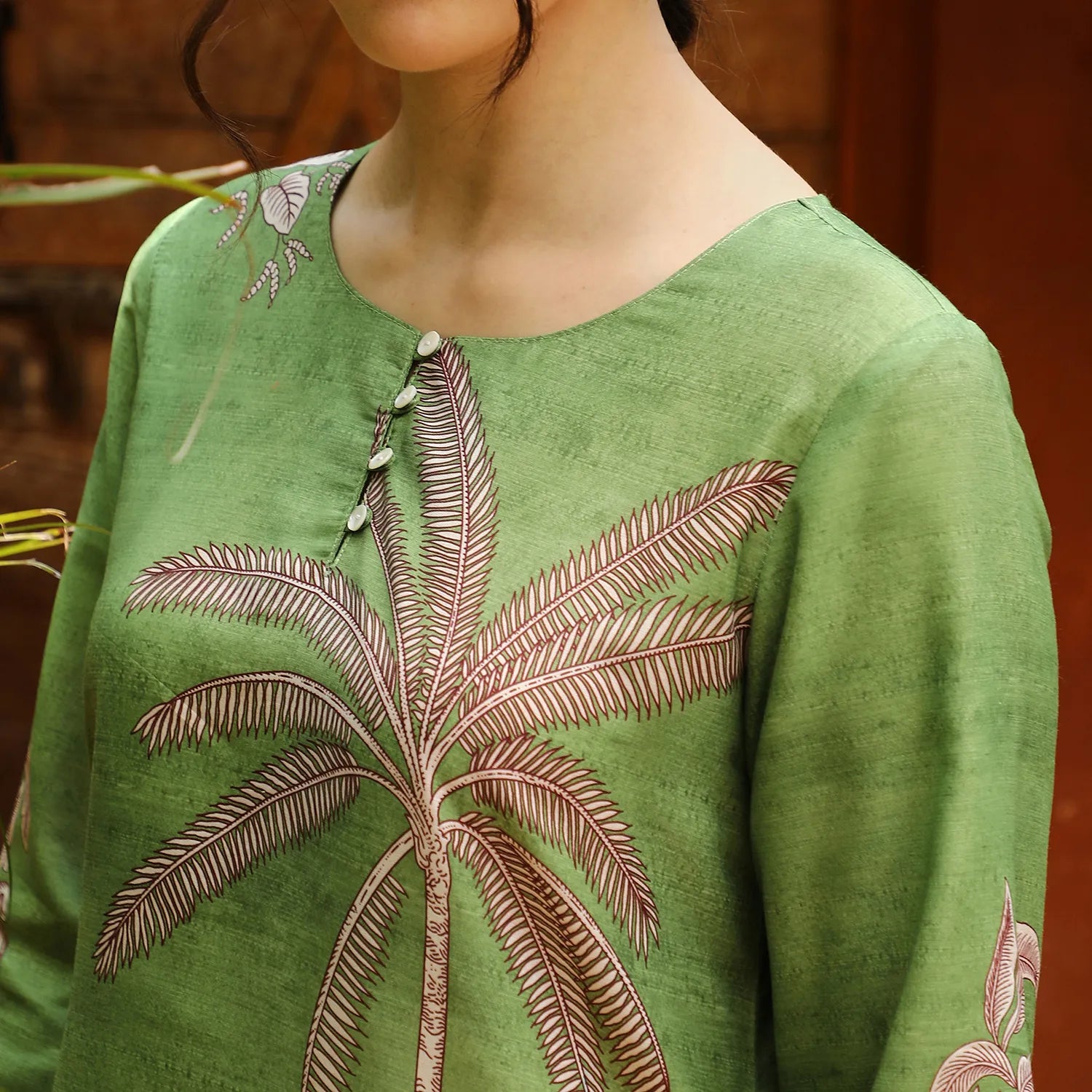 Palm Foliage Kurti With Trousers