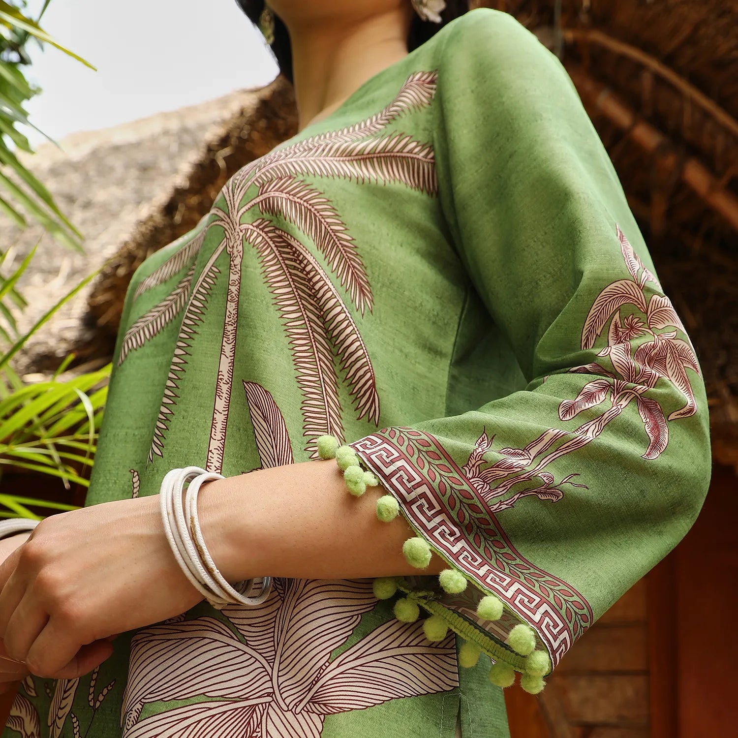 Palm Foliage Kurti With Trousers