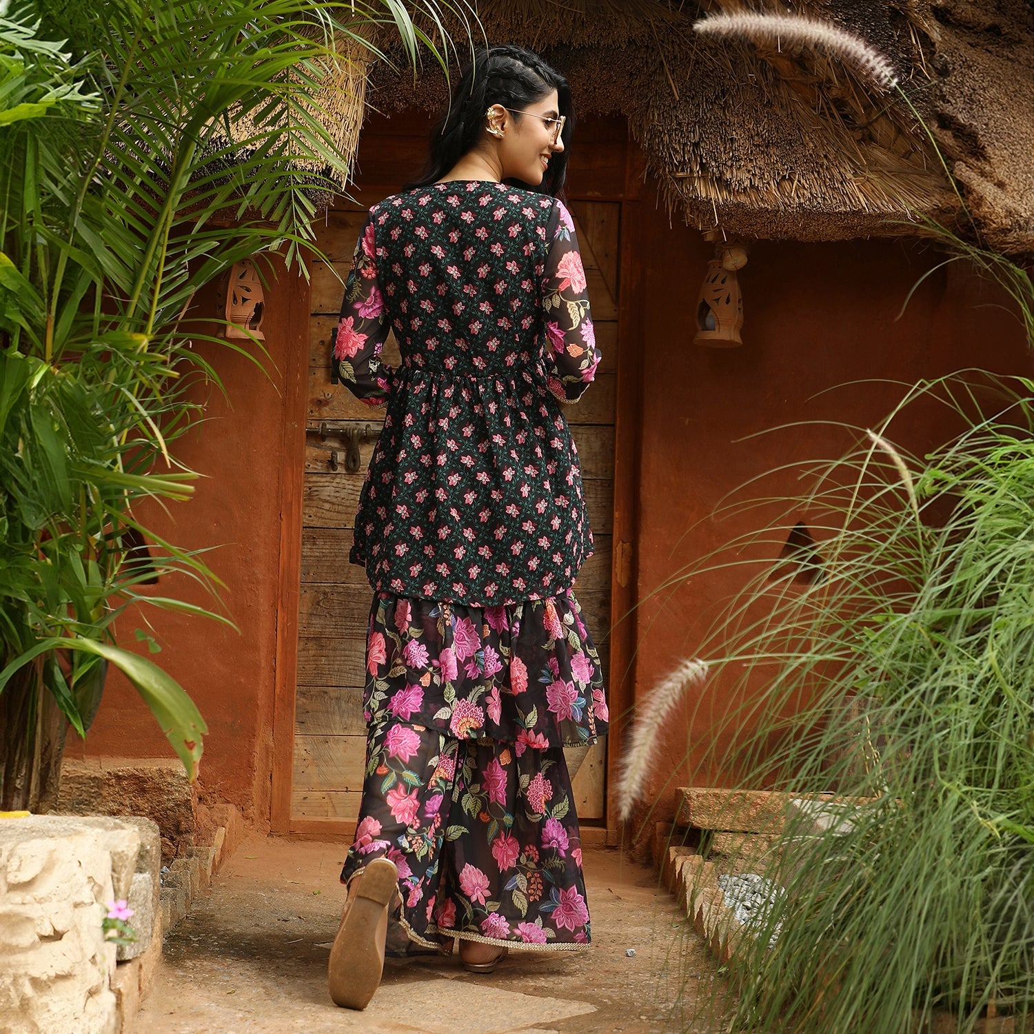 Floral Kurti And Sharara Set