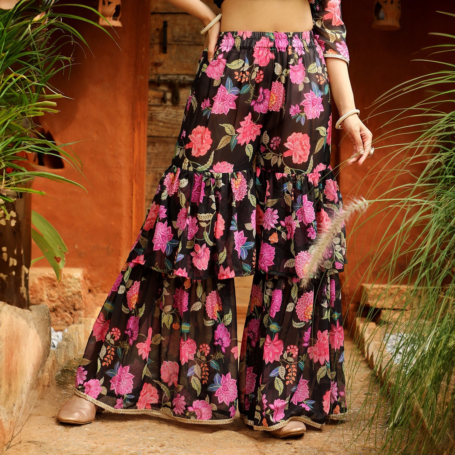 Floral Kurti And Sharara Set