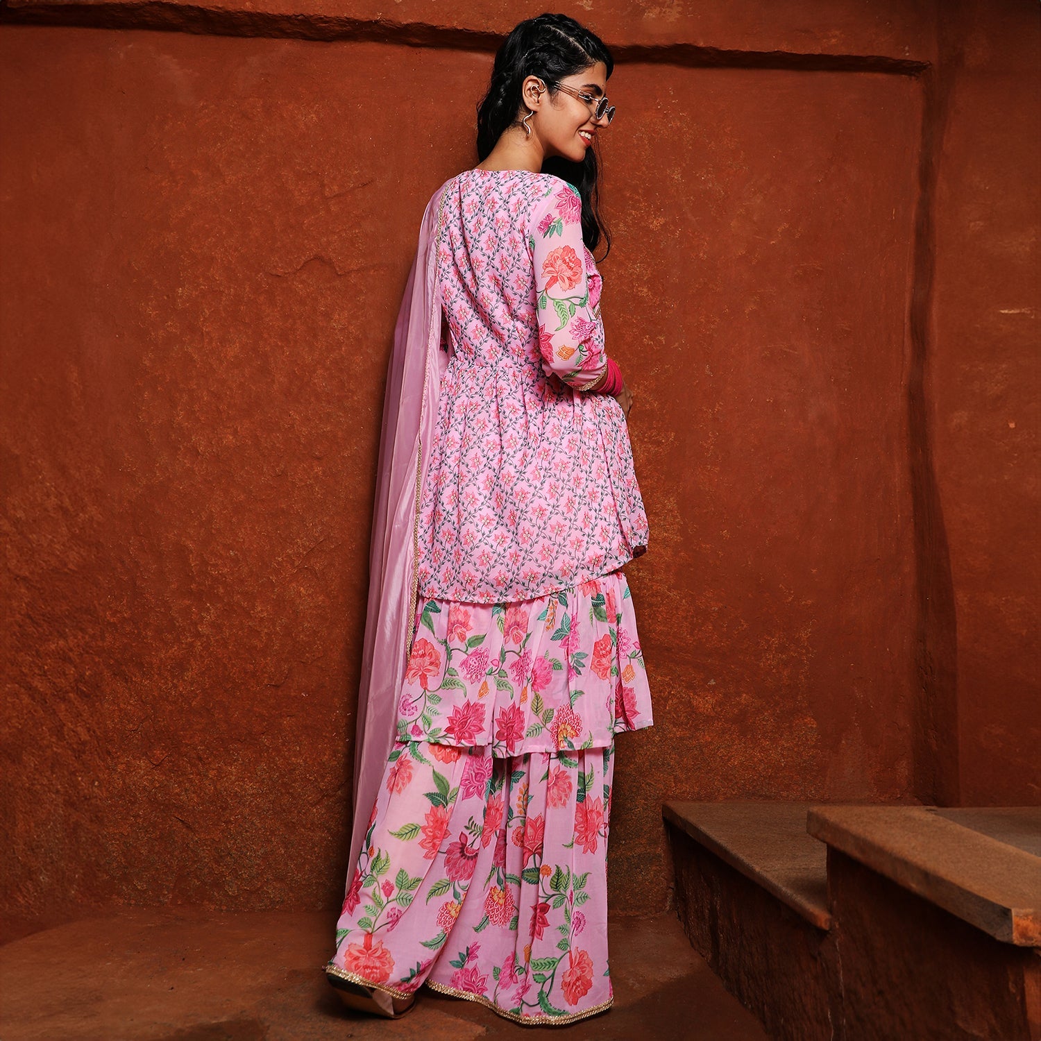 Floral Kurti And Sharara Set