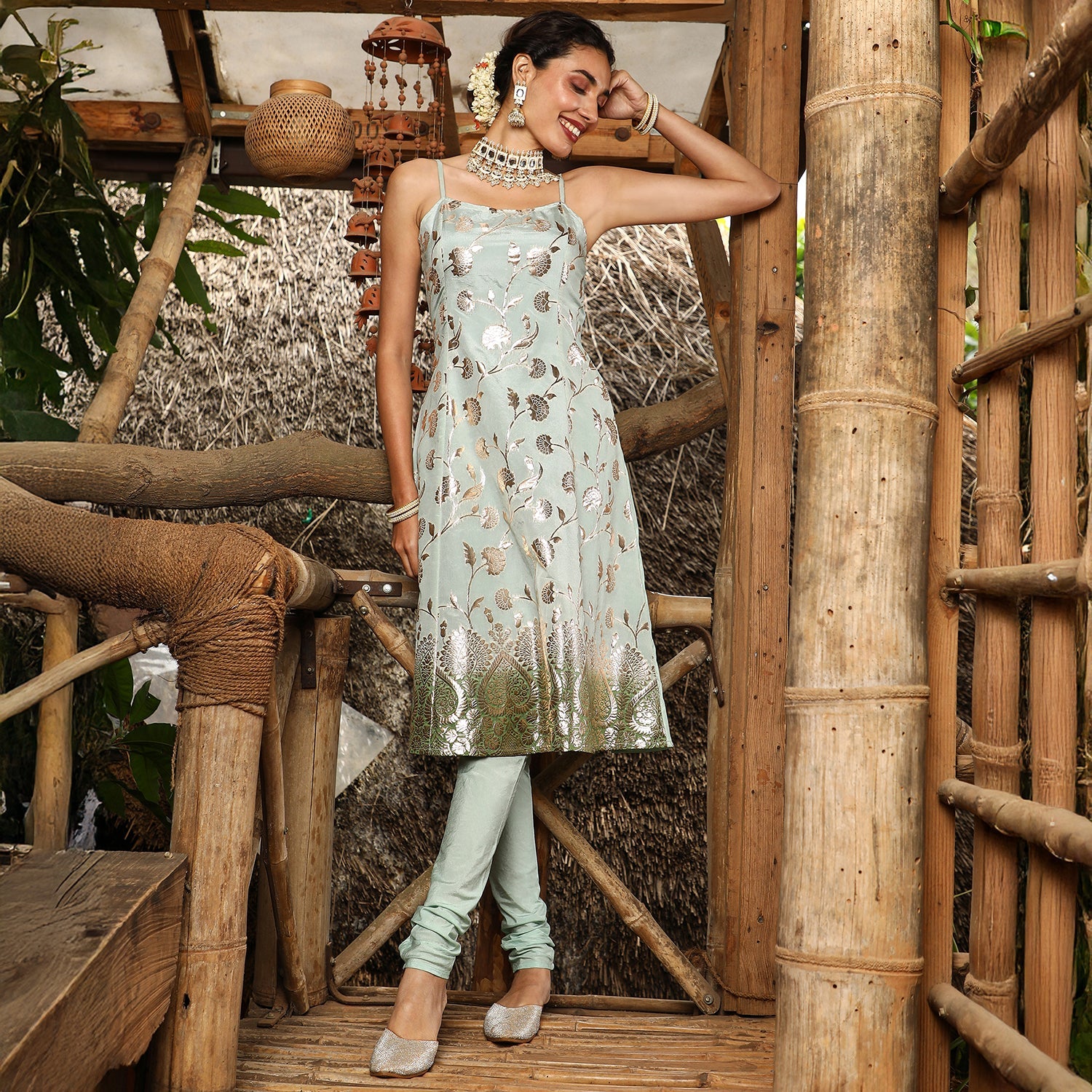 Floral Zari Anarkali Set