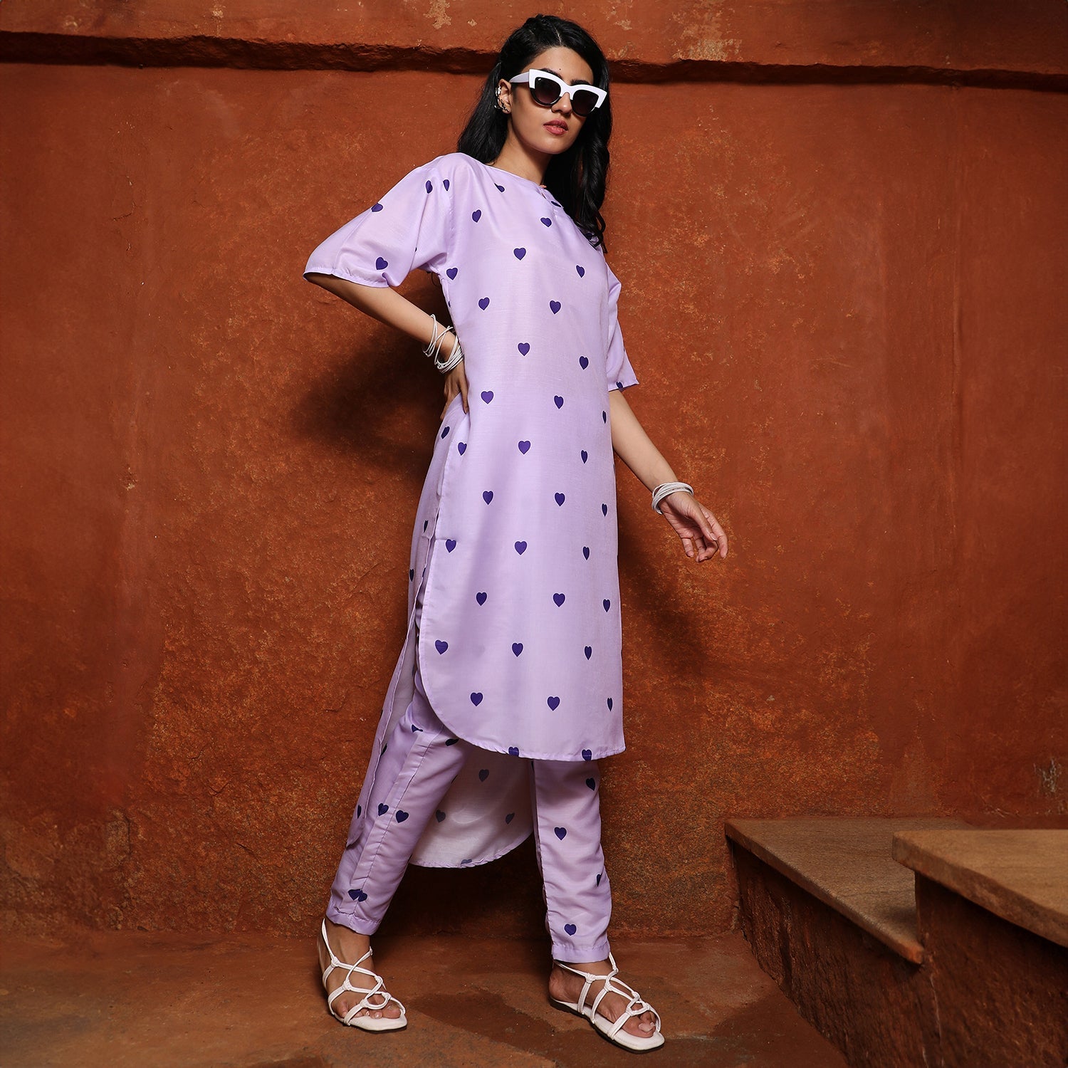 Hearts Kurta With Trousers And Dupatta