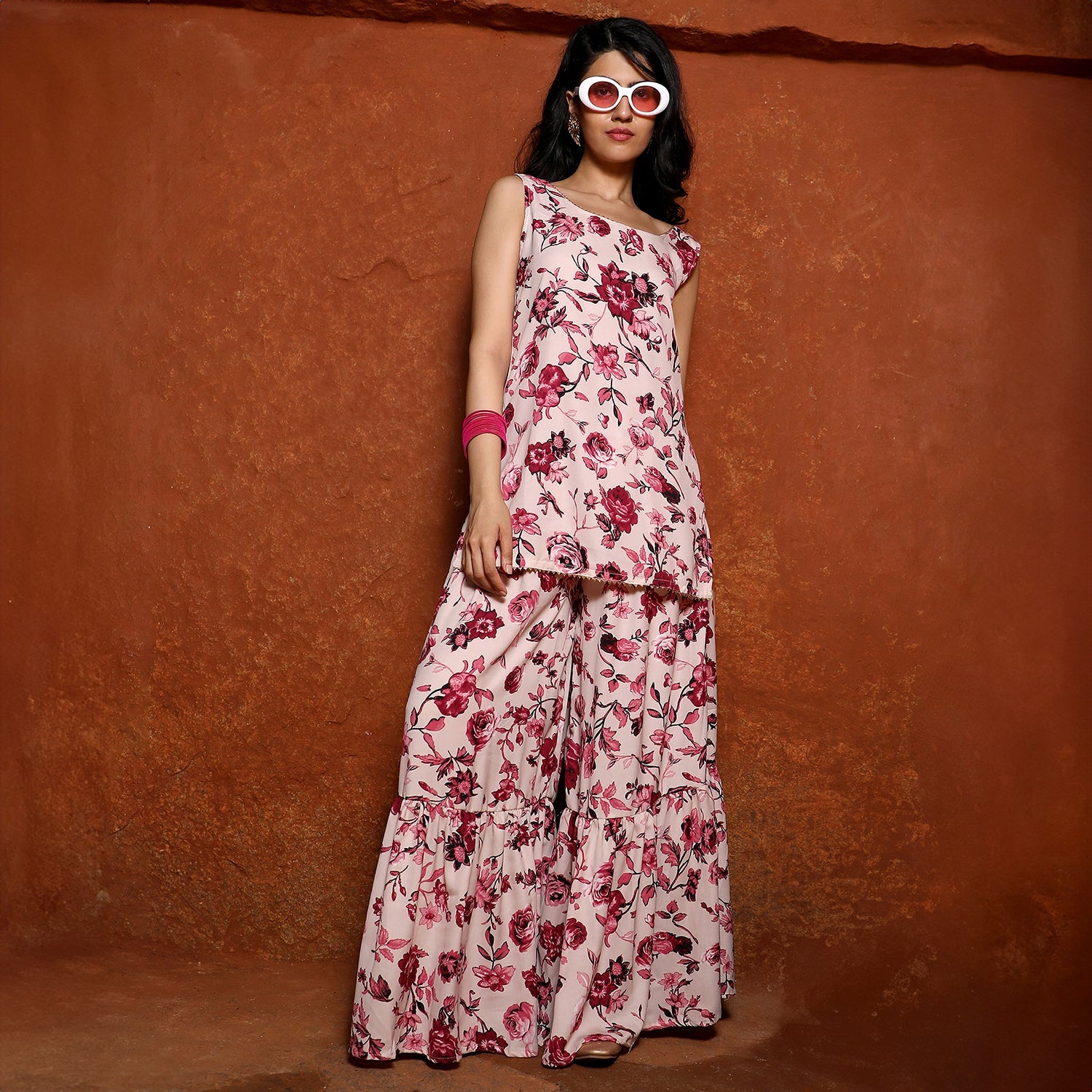 Botanical Kurti And Sharara Set