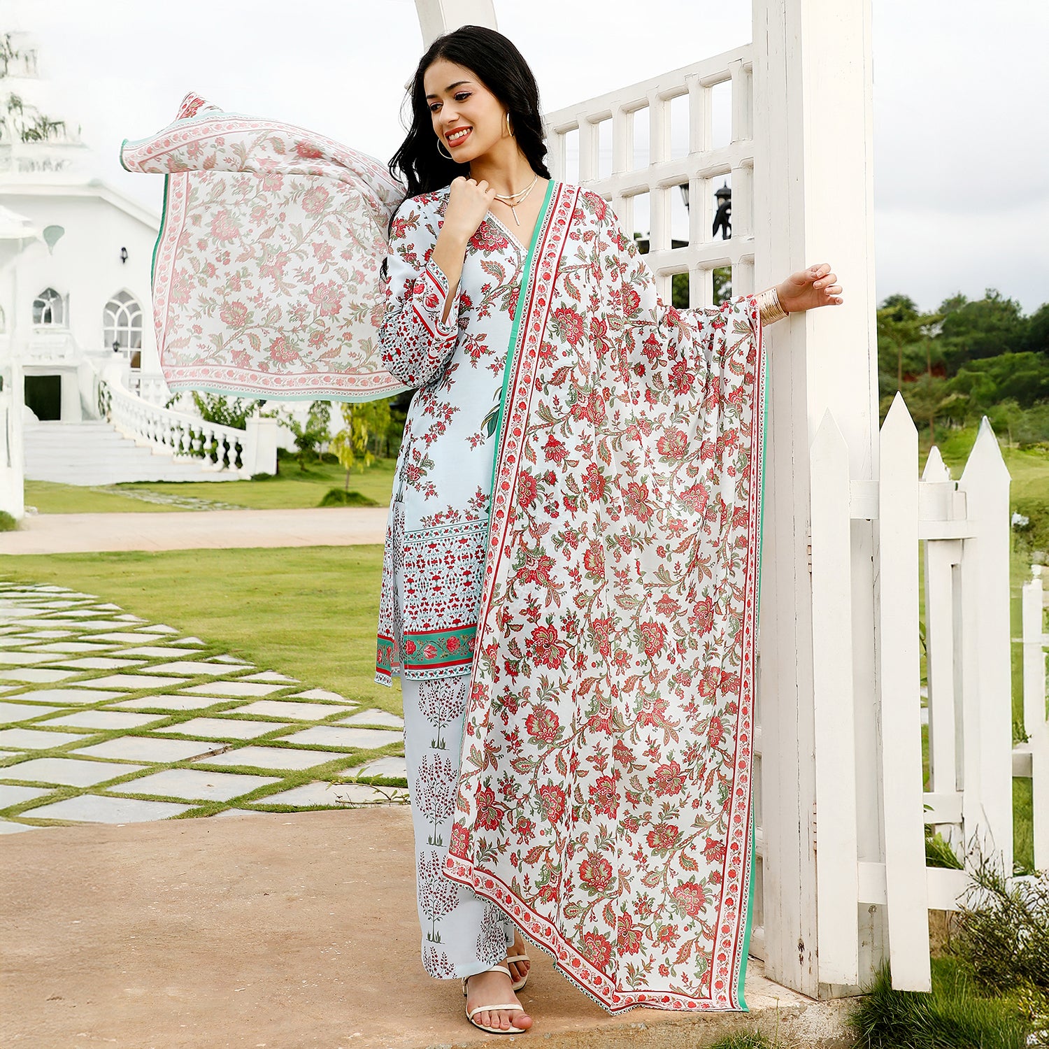 Floral-Harmony Imrpint Kurta Set
