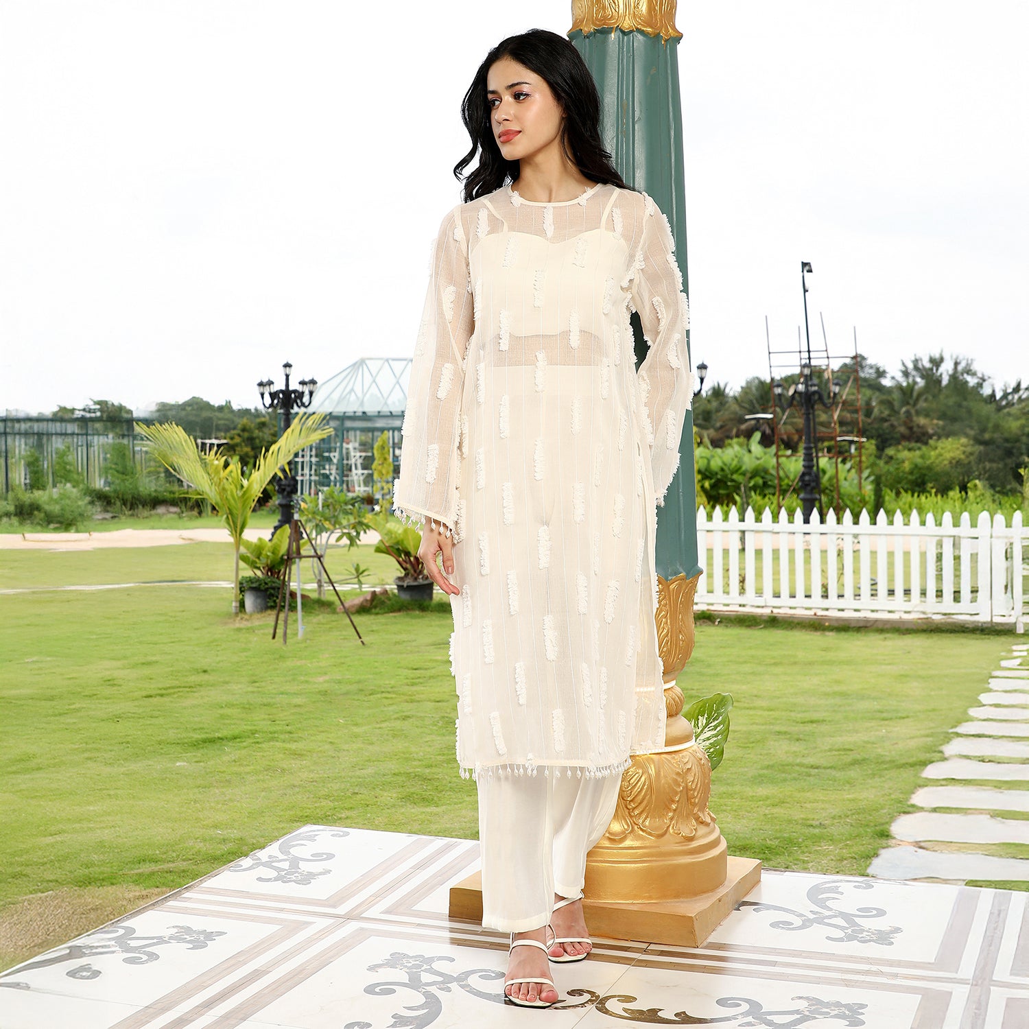 Tassel-Applique Kurta Set