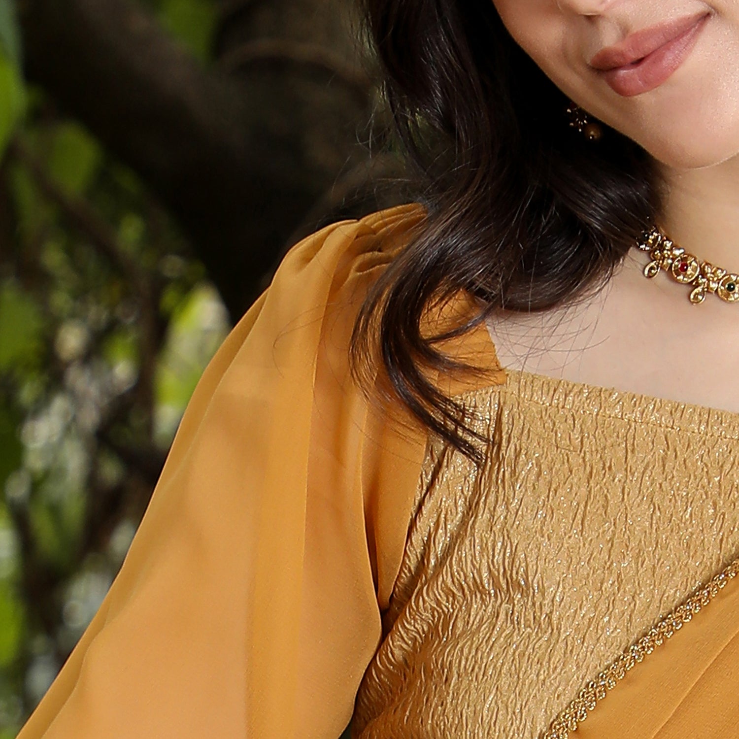 Textured-Block Pre-Draped Saree