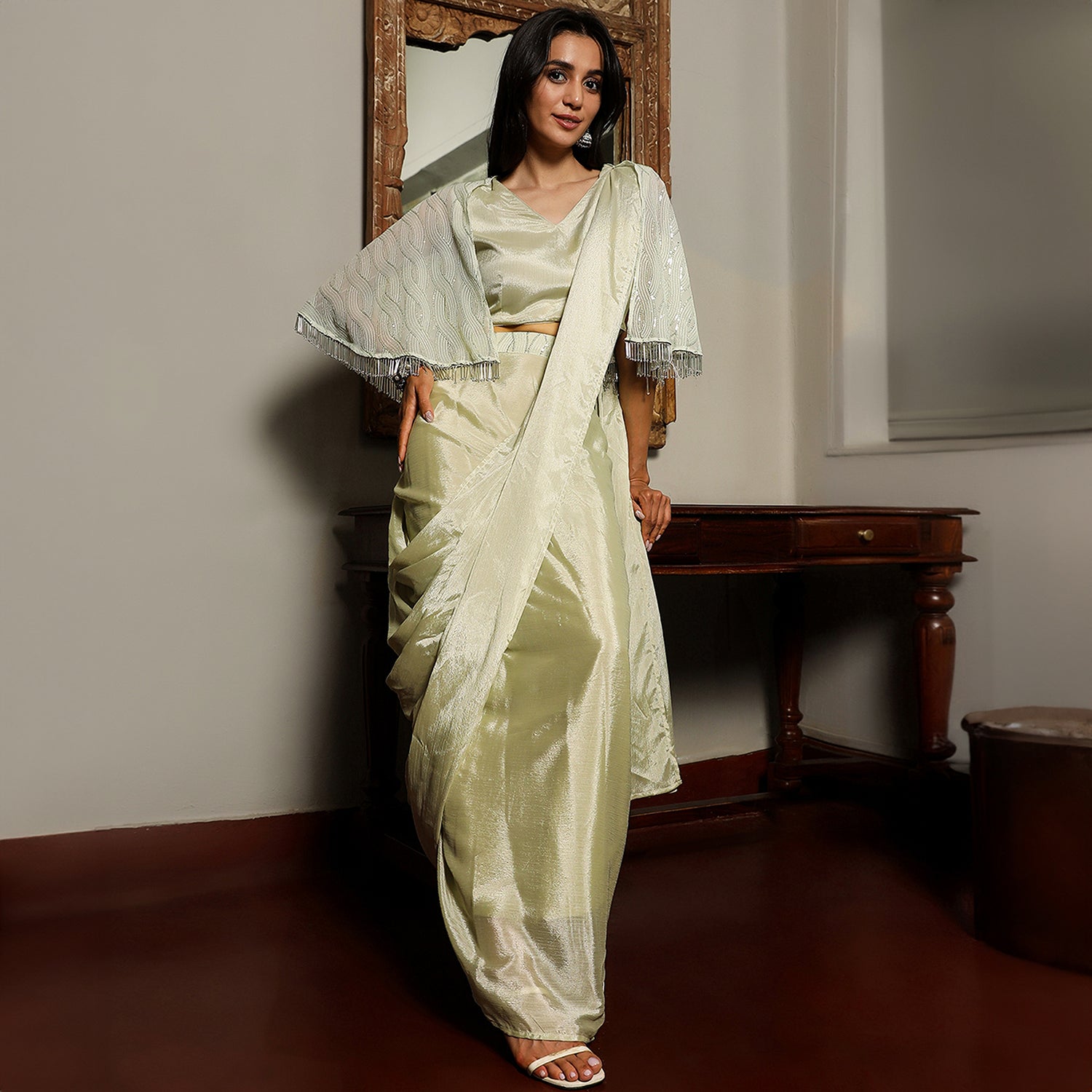 Bijou Cape Pre-Draped Saree