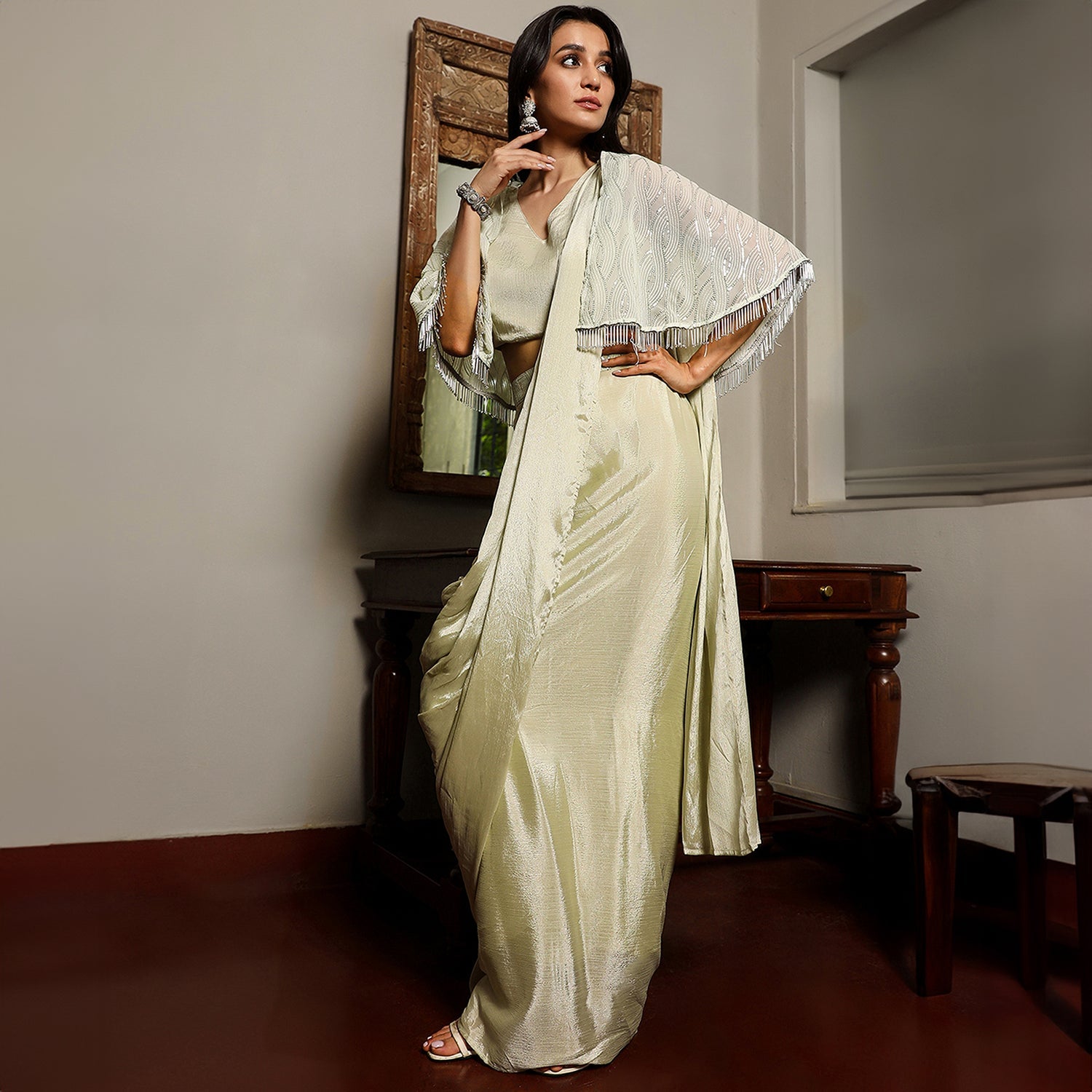 Bijou Cape Pre-Draped Saree