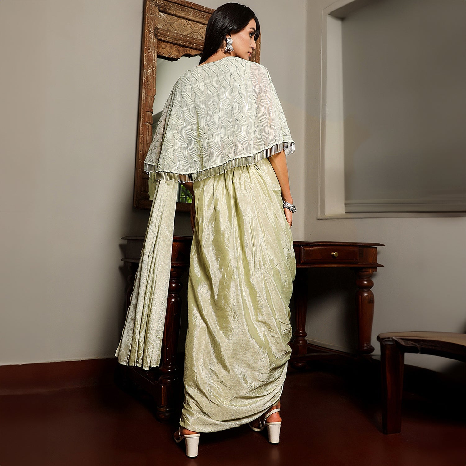 Bijou Cape Pre-Draped Saree