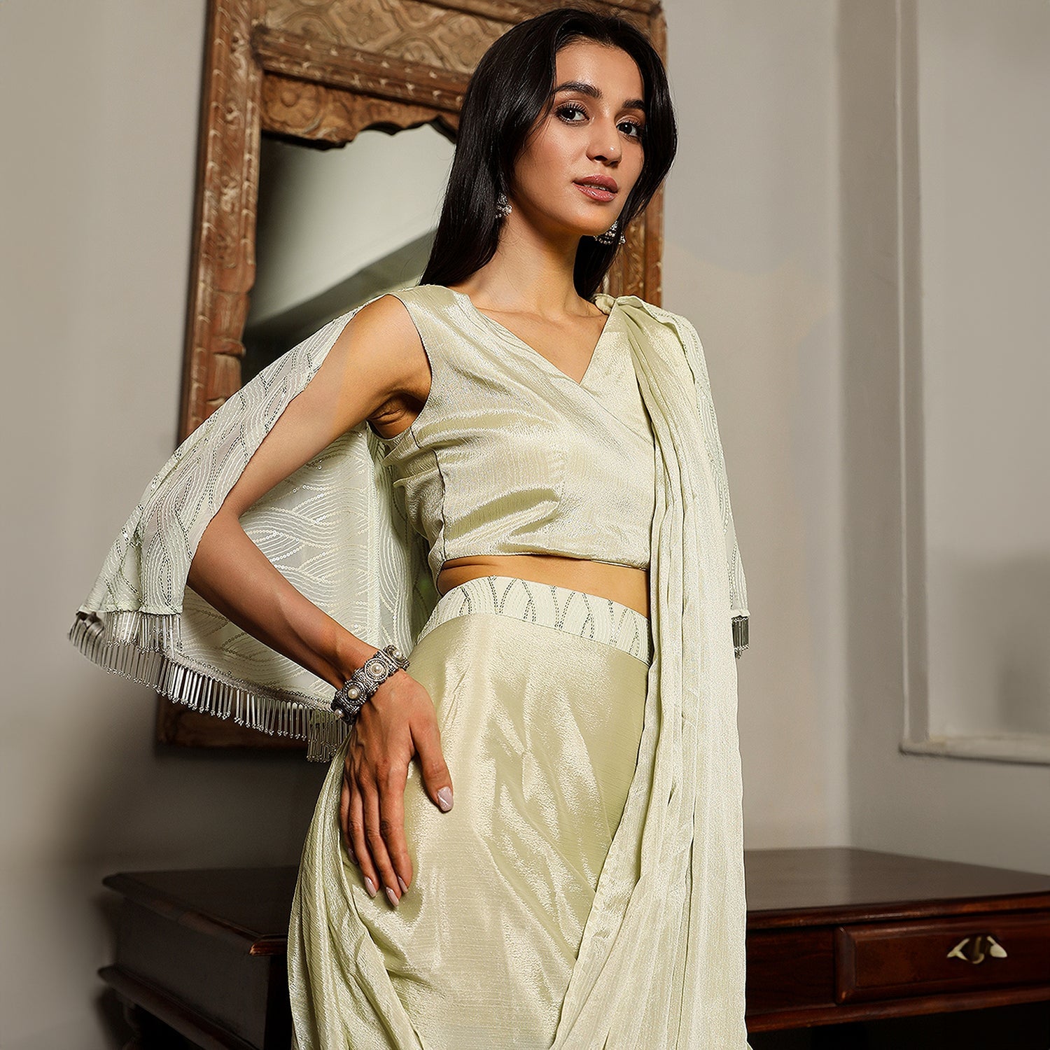 Bijou Cape Pre-Draped Saree