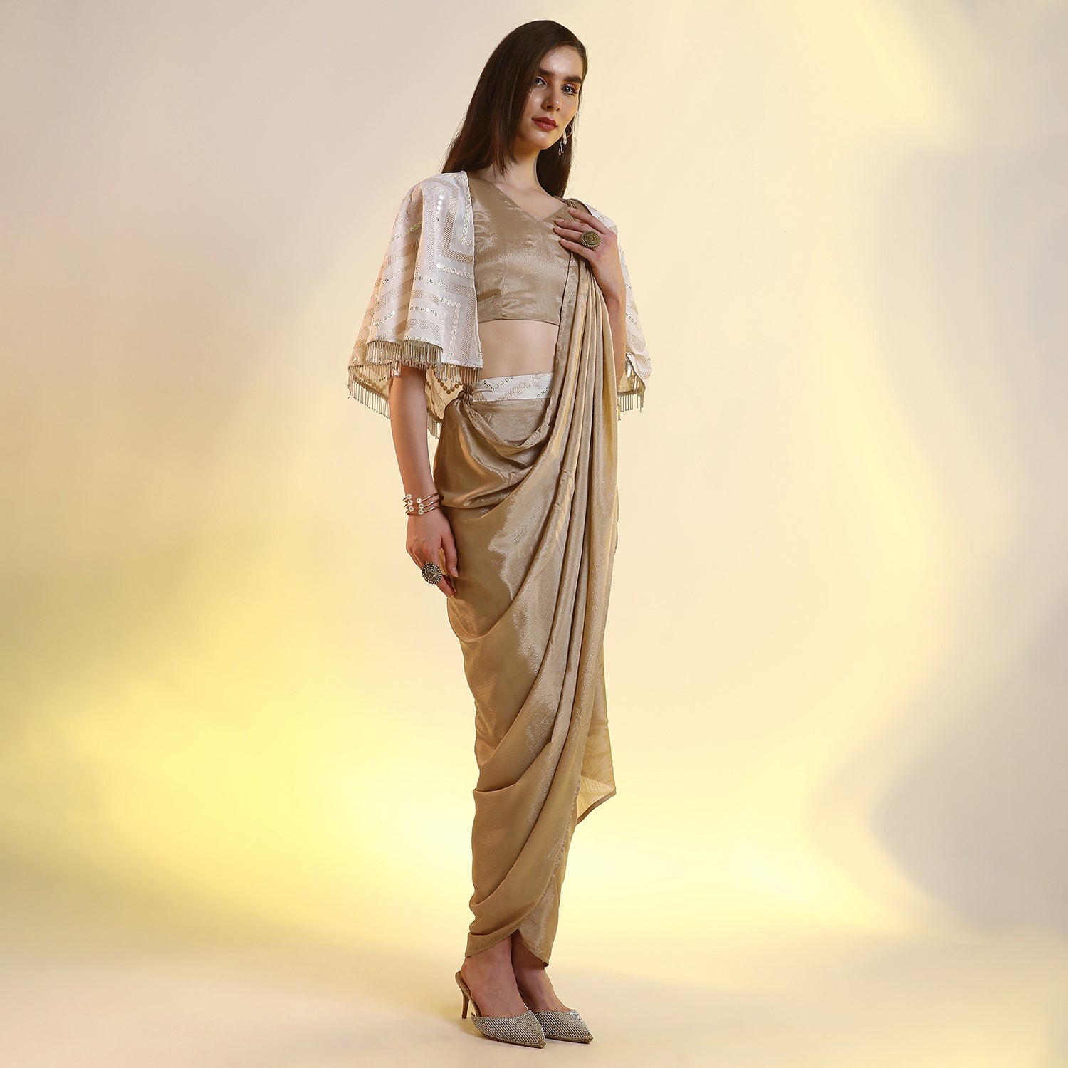 Bijou Cape Pre-Draped Saree