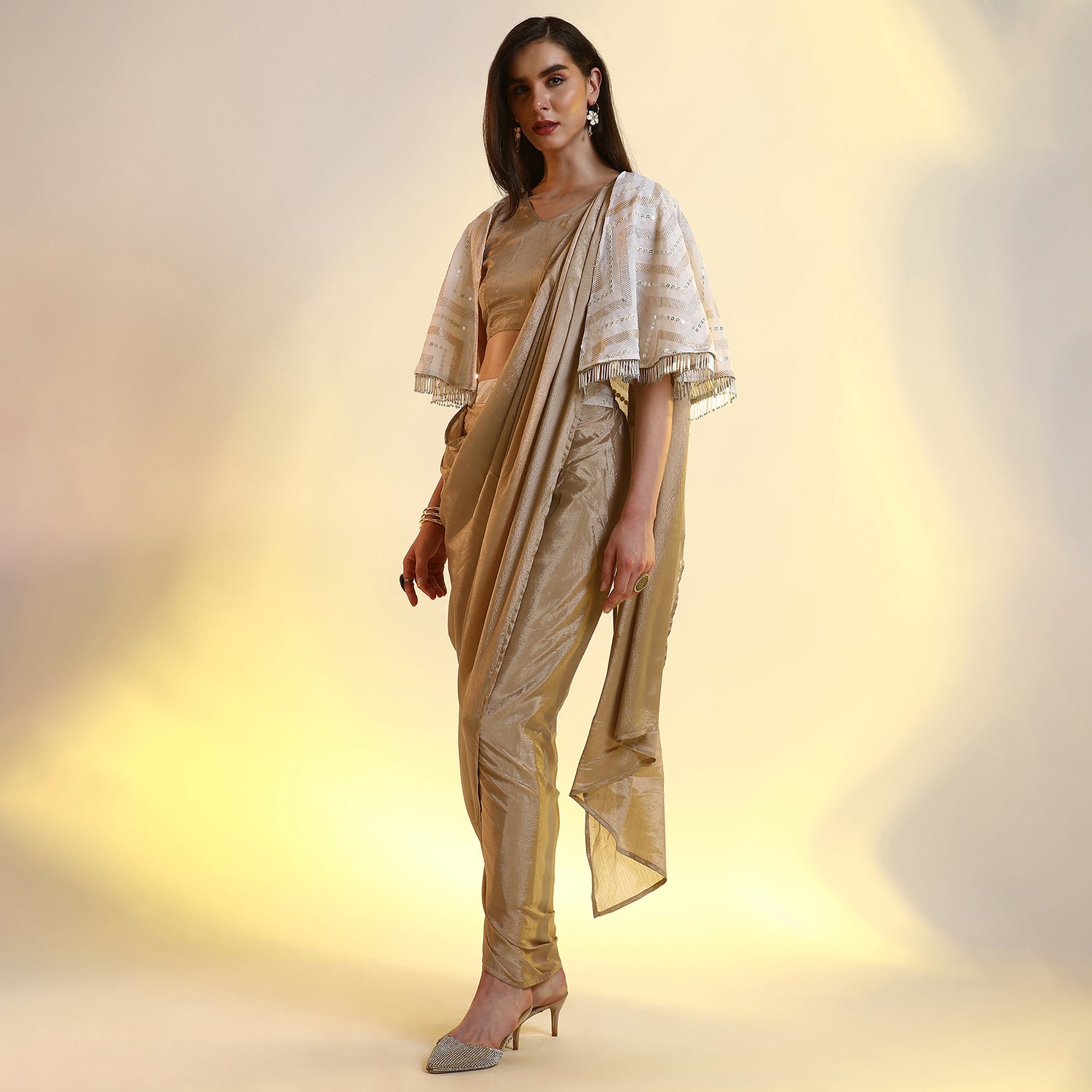 Bijou Cape Pre-Draped Saree