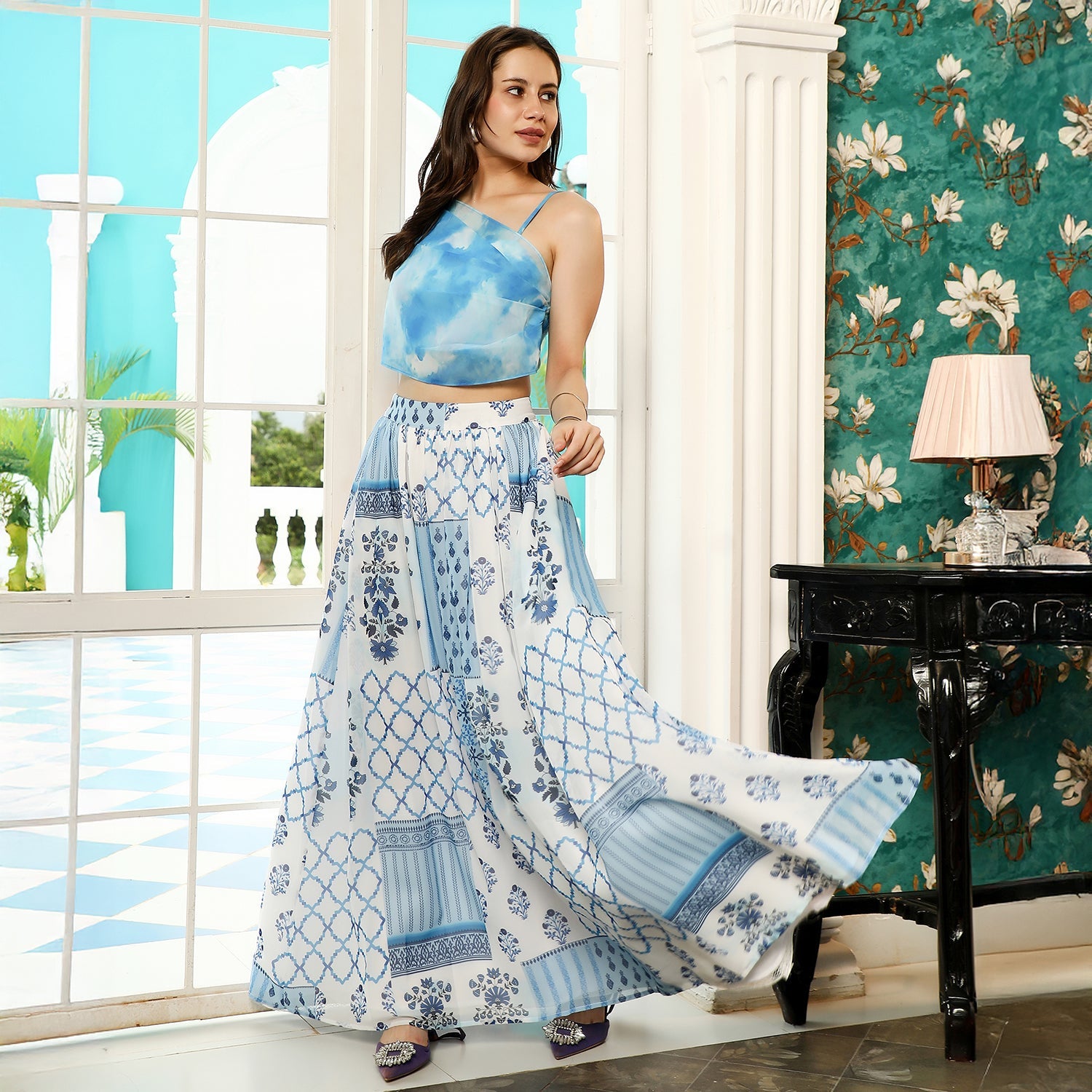 Abstract Floral-Block Imprint Co-Ord Set