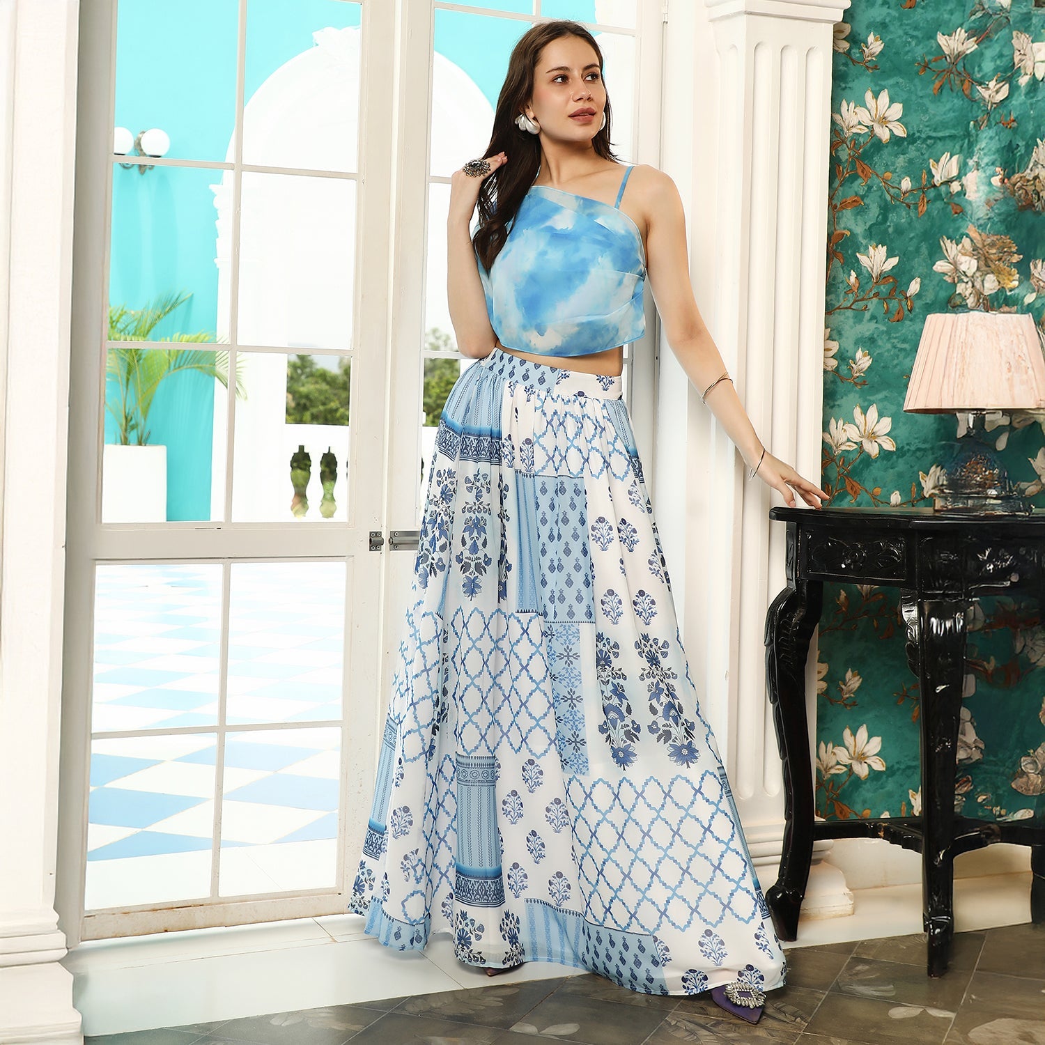 Abstract Floral-Block Imprint Co-Ord Set
