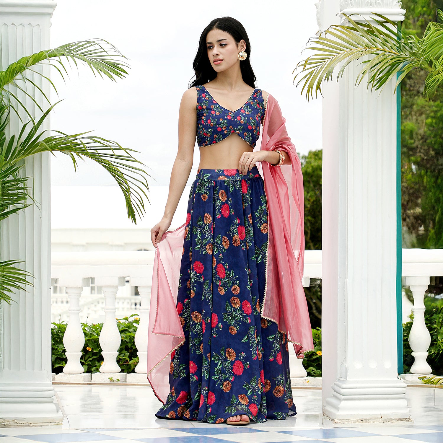Bloom-Imprint Lehenga Co-Ord Set