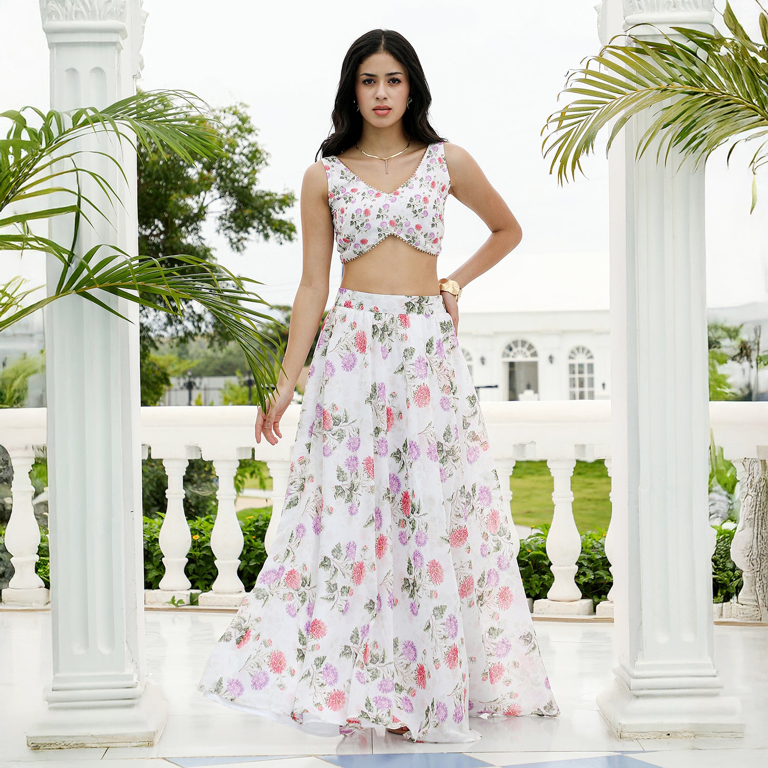 Bloom-Imprint Lehenga Co-Ord Set