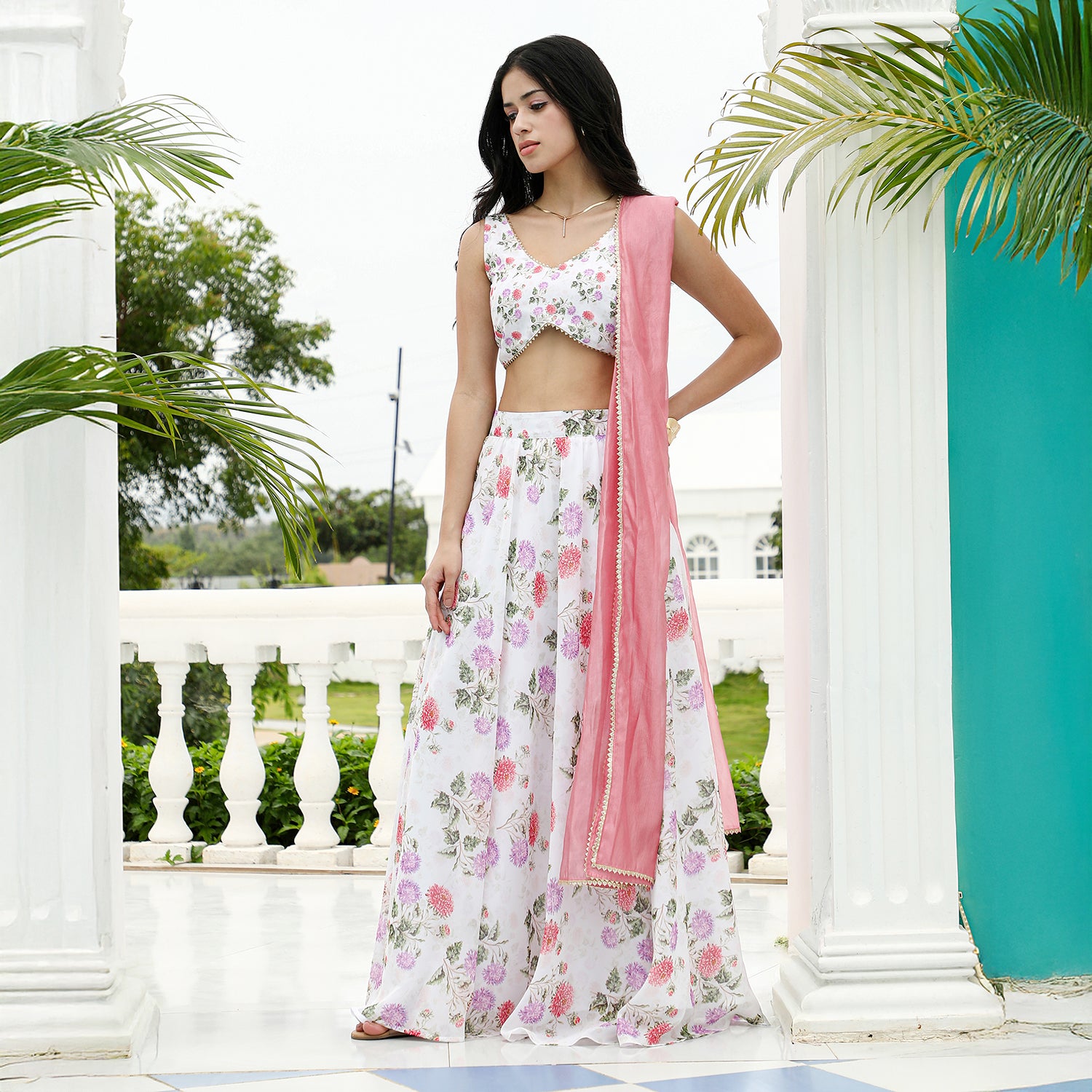 Bloom-Imprint Lehenga Co-Ord Set