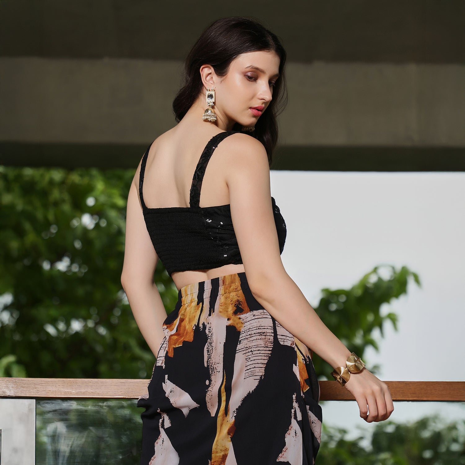 Abstract-Imprint Corset Co-ord Set