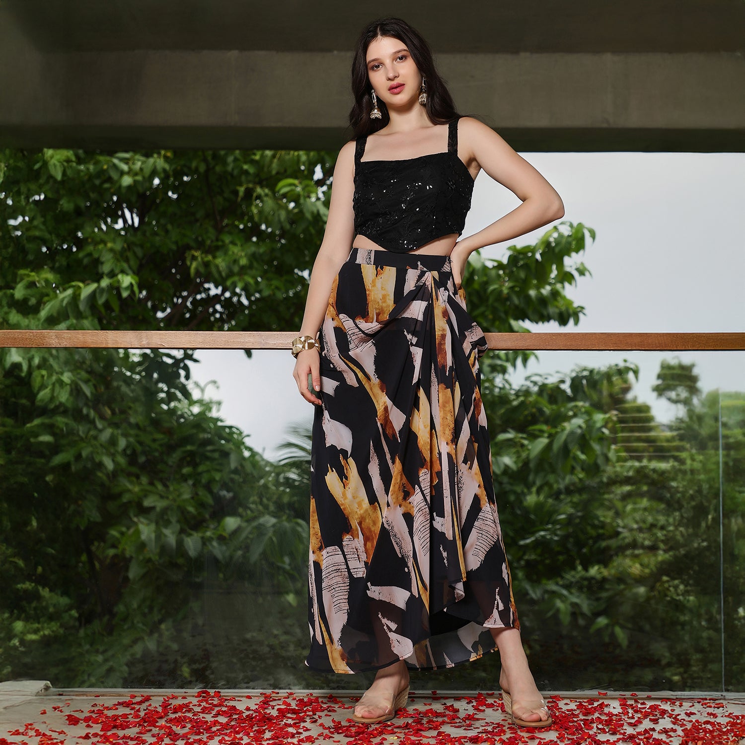 Abstract-Imprint Corset Co-ord Set