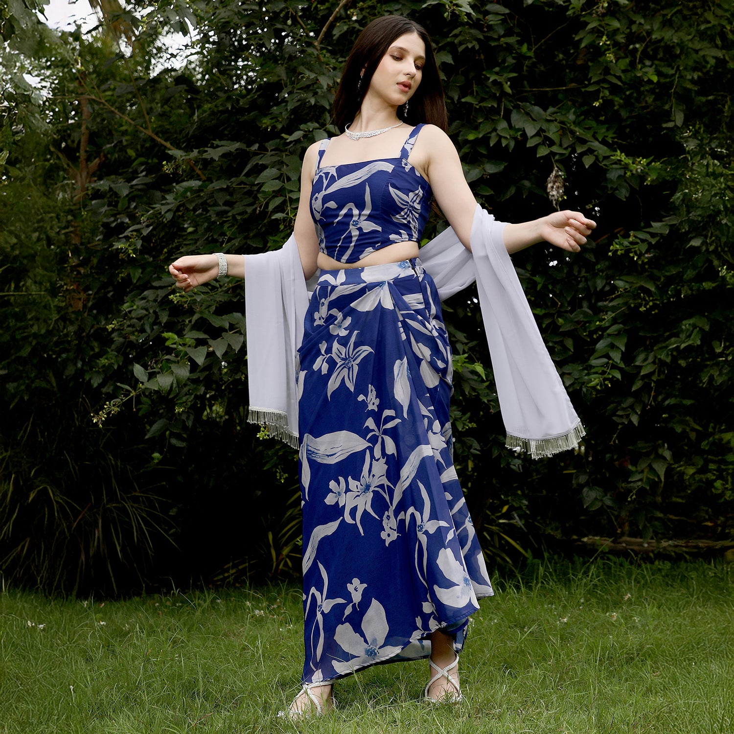 Flora-Imprint Corset Co-ord Set
