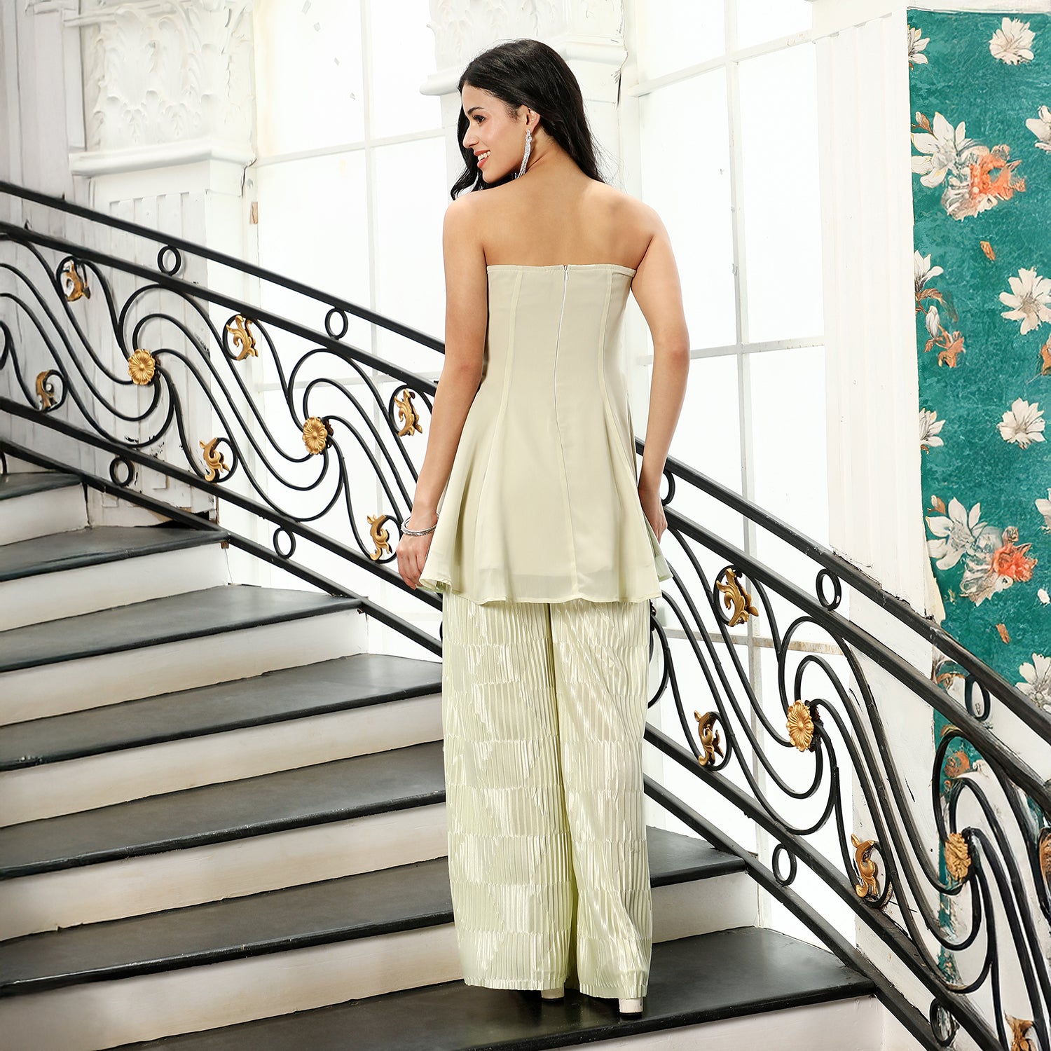 Flared-Textured Kurta Set