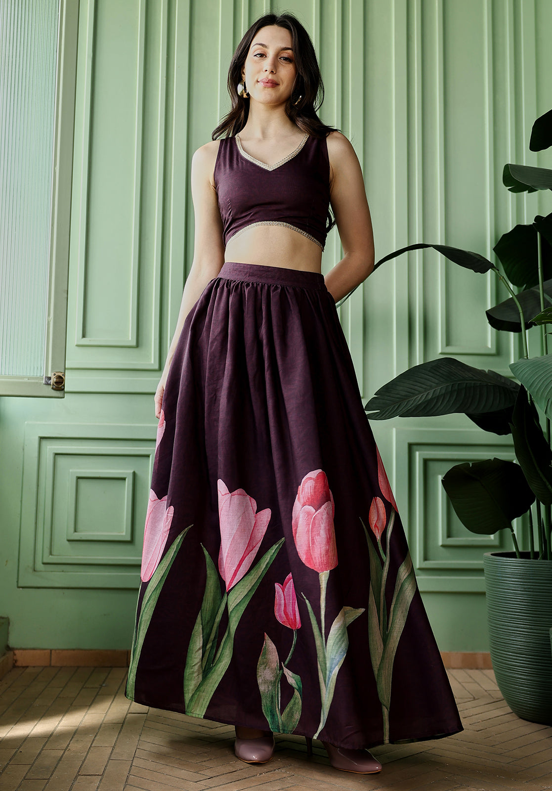 Foliage-Roses Imprint Co-Ord Set