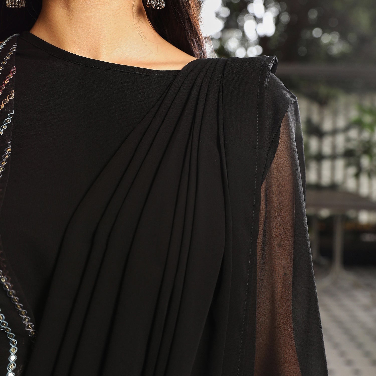 Embellished Lined Pre-Draped Saree