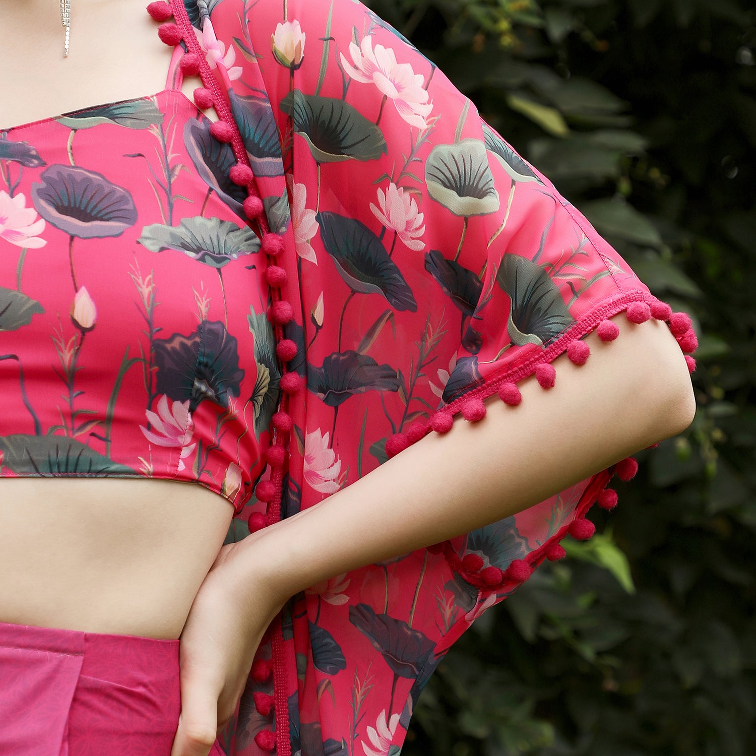 Flora-Imprint Draped Co-Ord Set