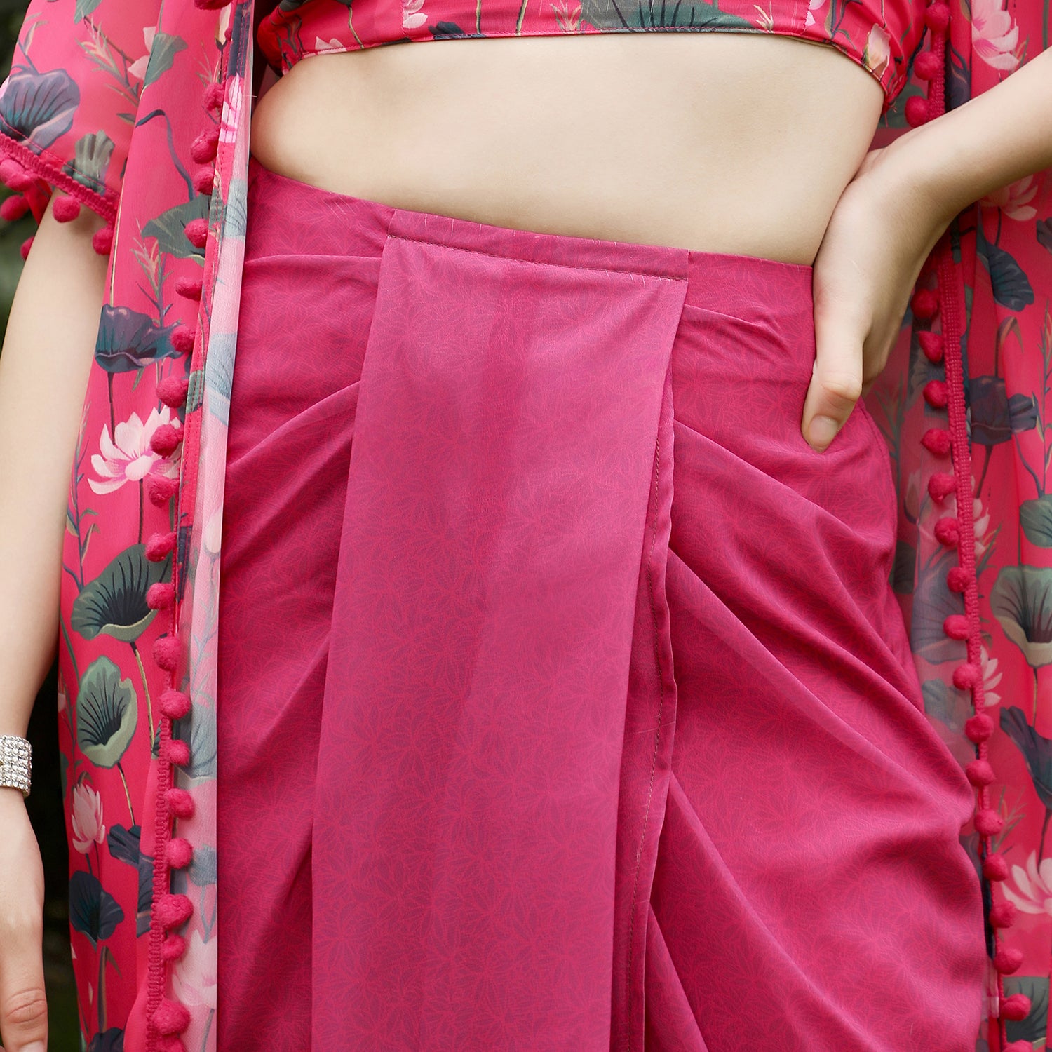Flora-Imprint Draped Co-Ord Set