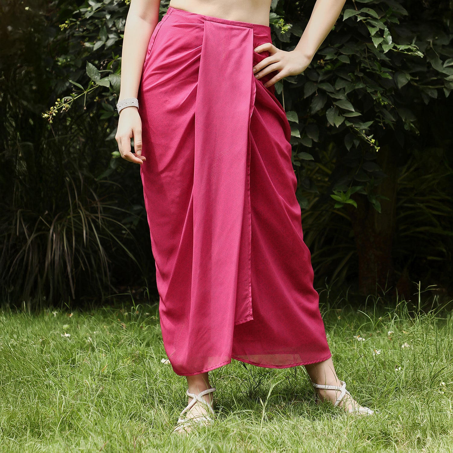 Flora-Imprint Draped Co-Ord Set