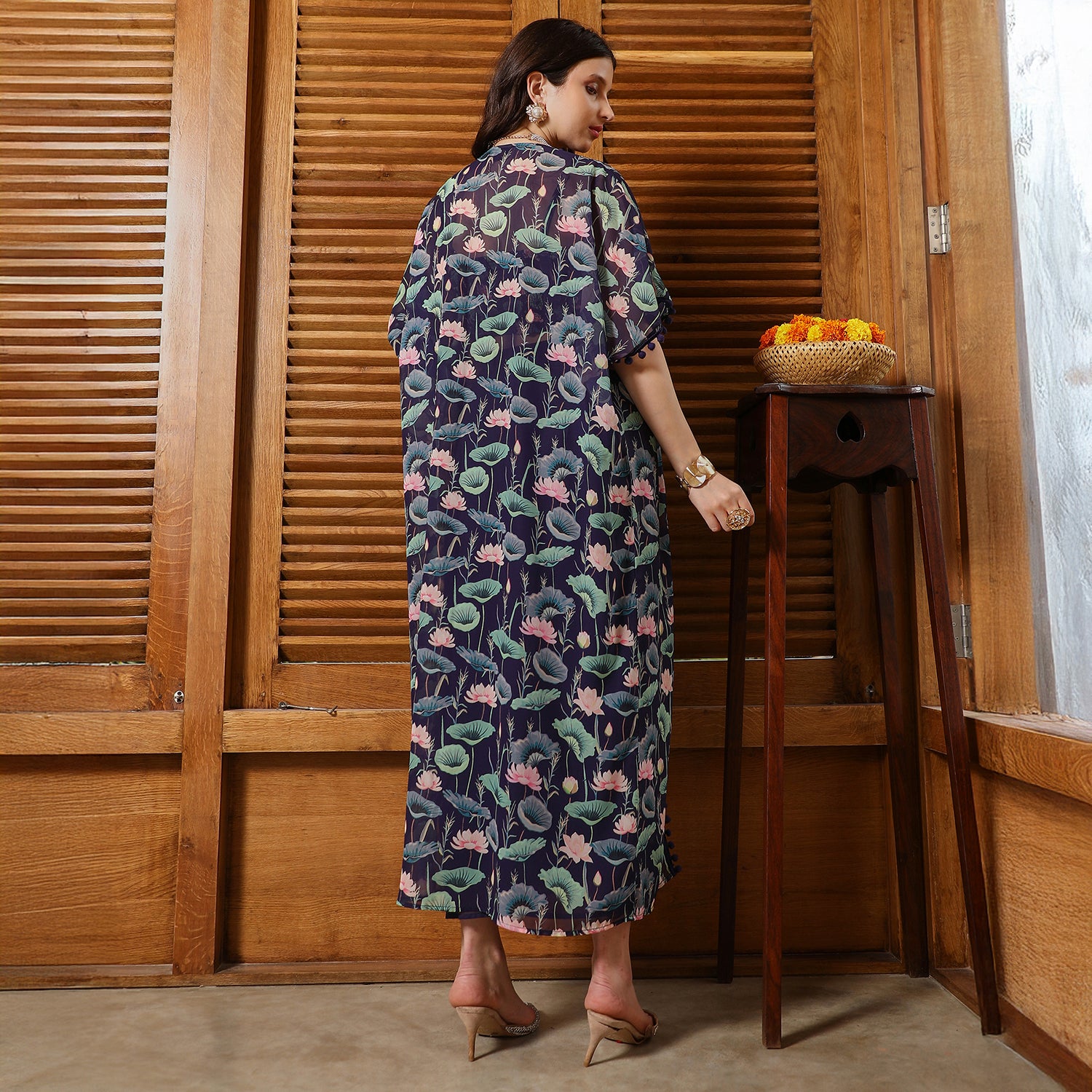 Flora-Imprint Draped Co-Ord Set